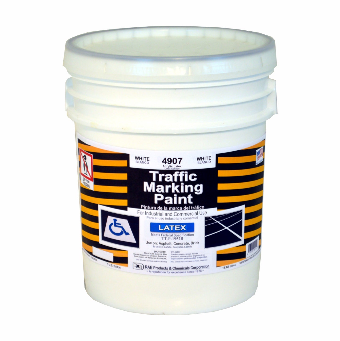 100% acrylic latex traffic paint applied to parking lot