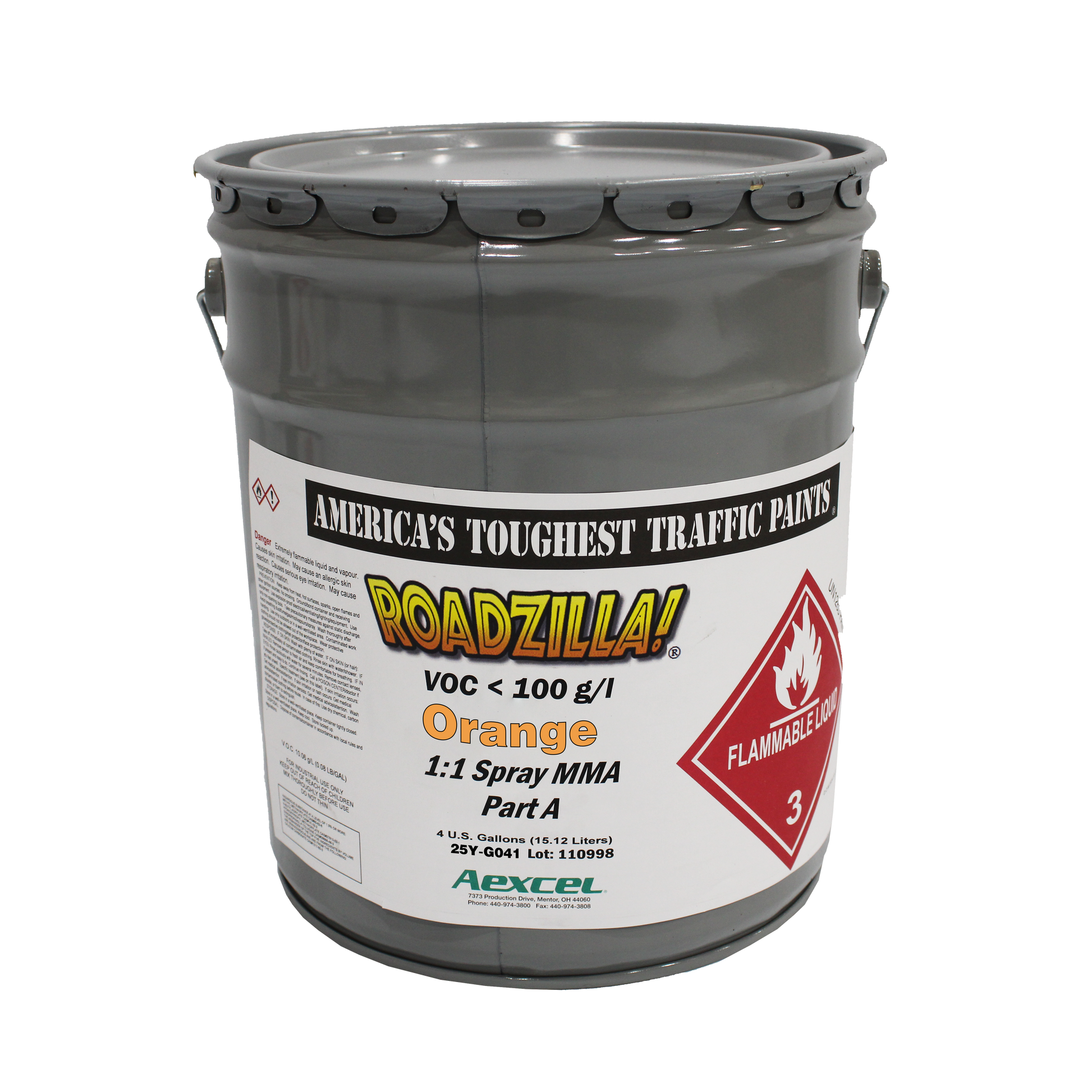 picture of a drum of orange roadzilla part A 1:1 MMA paint