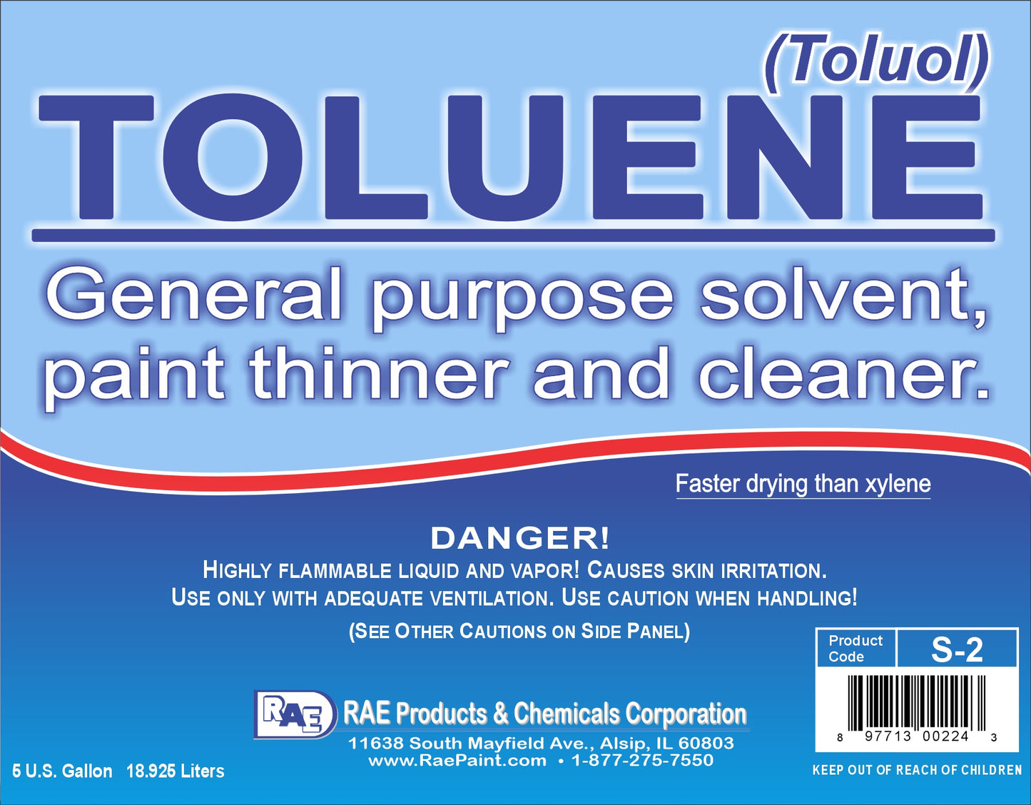 Toluene Solvent High Purity Label