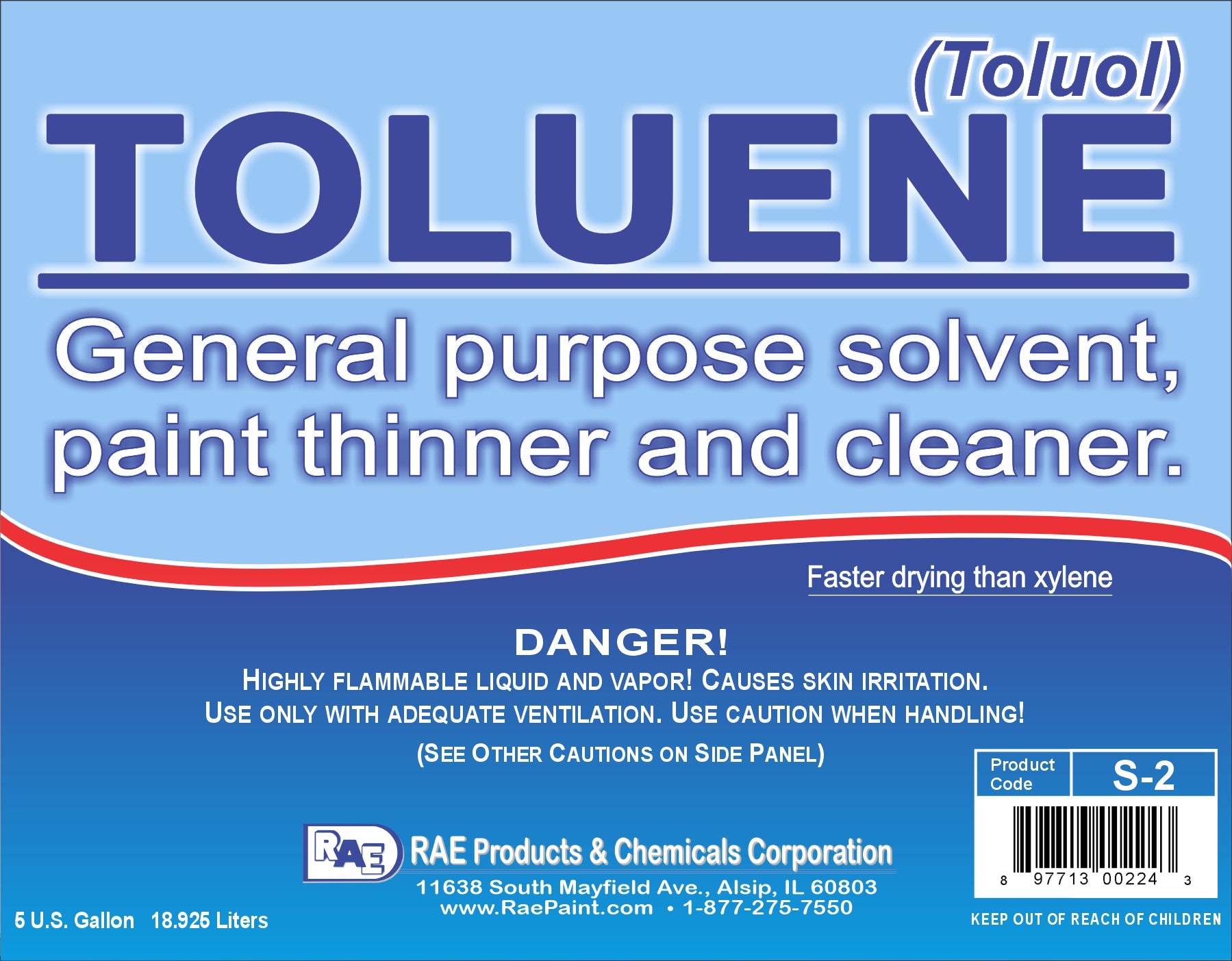 Toluene Solvent High Purity Label