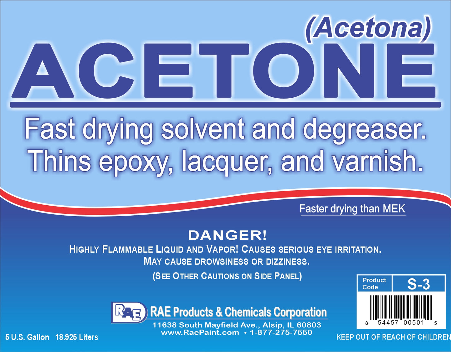 a label of Acetone High purity solvent