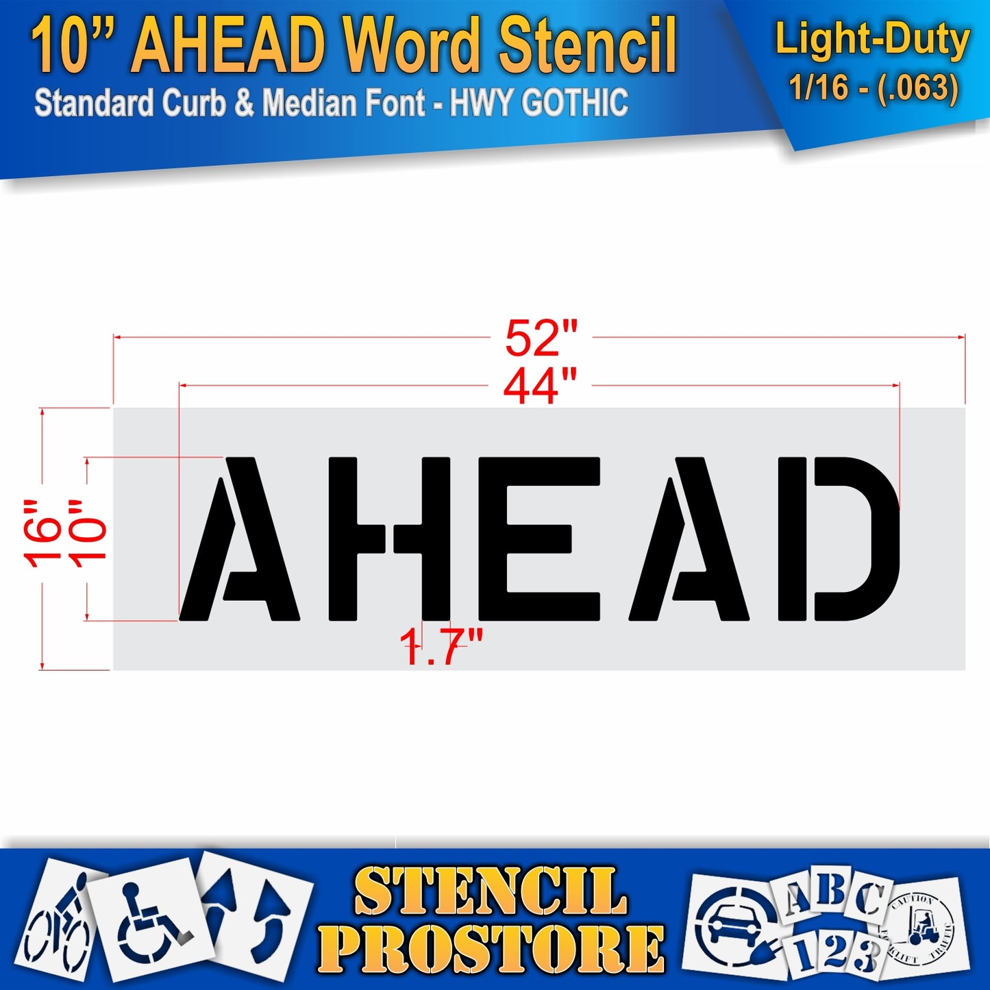 10 Inch AHEAD Wording Stencil – for Parking Lot and Area Labeling Stencil