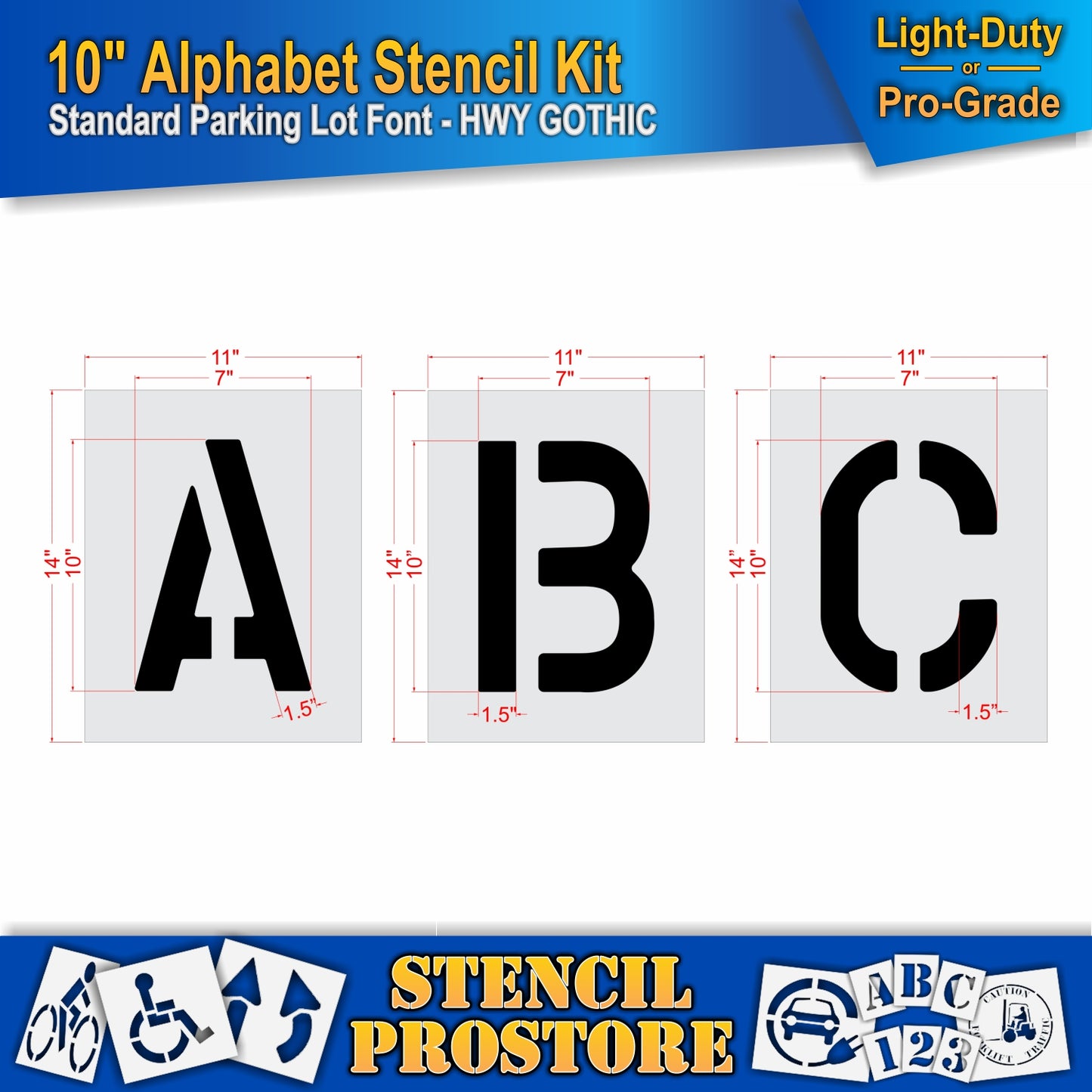10" A, B, and C dimension image