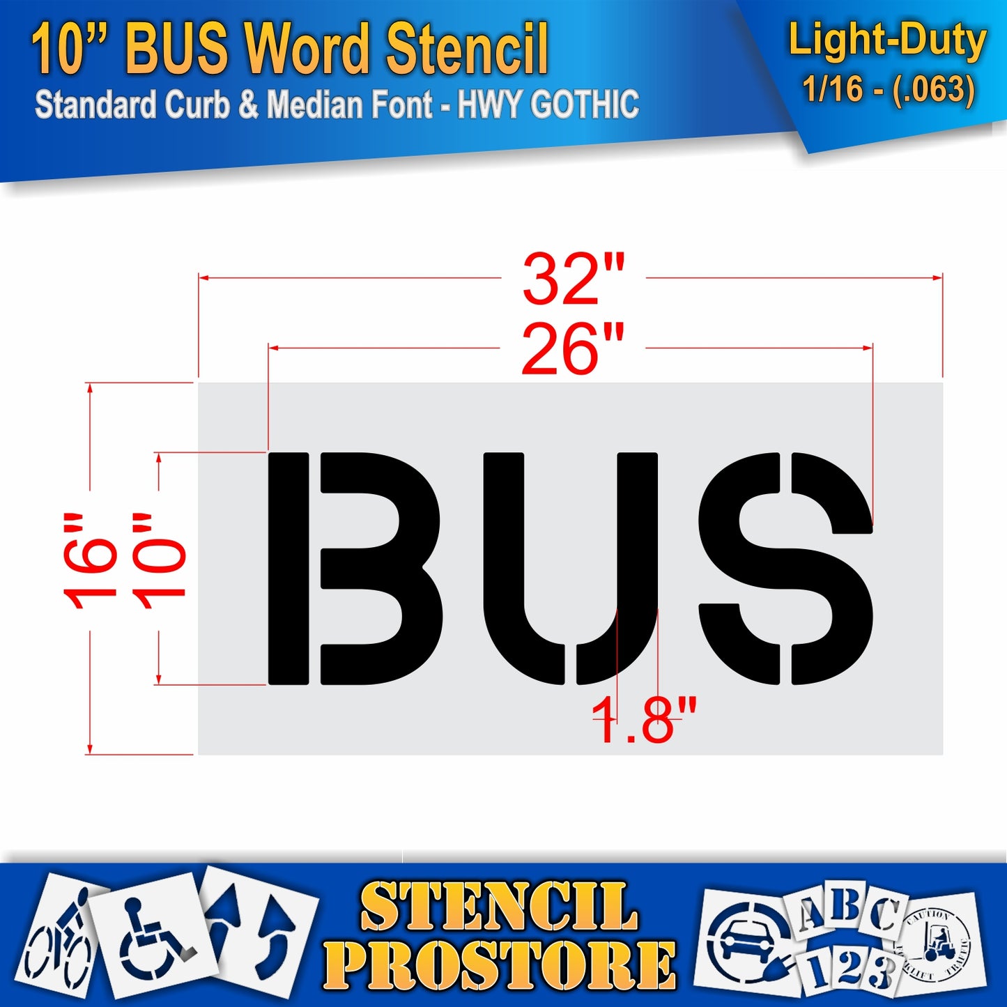 10 Inch BUS Wording Stencil – for Parking Lot and Area Labeling Stencil