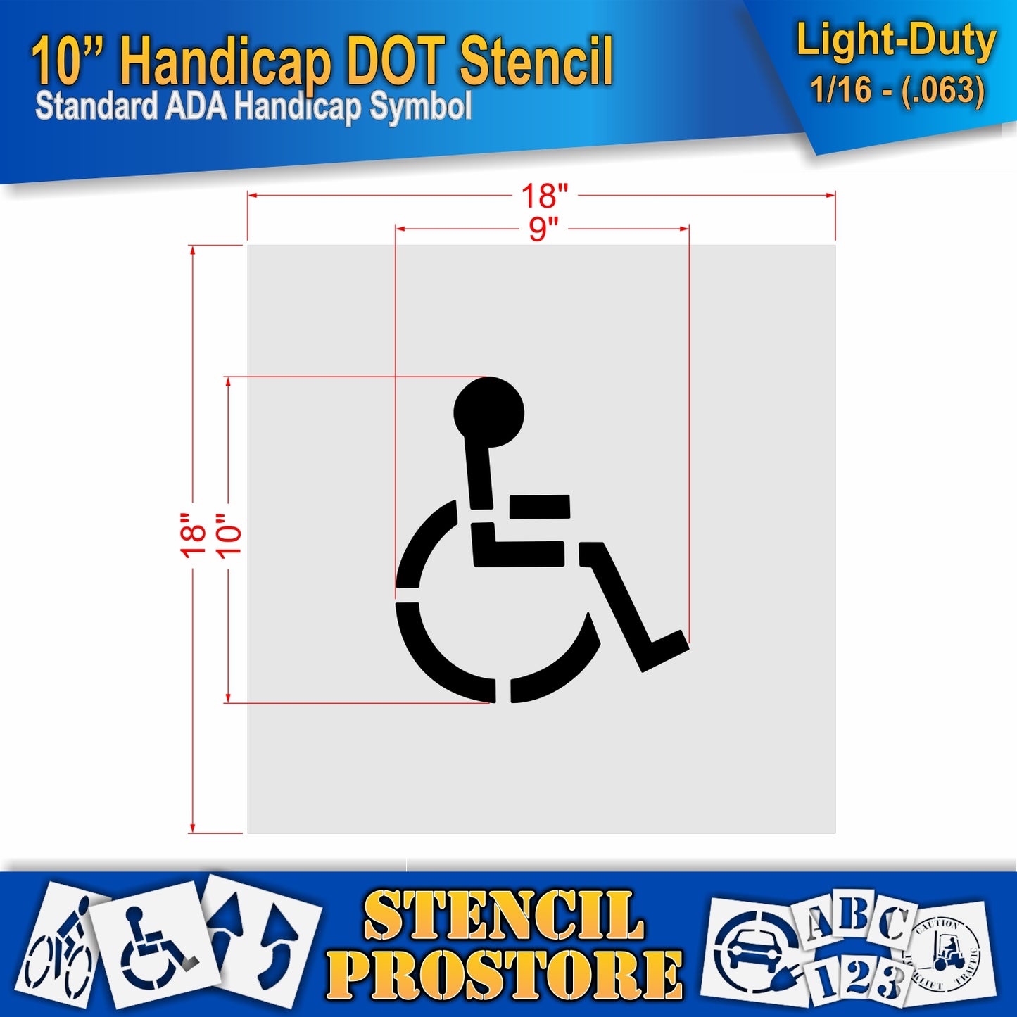 10 Inch Handicap Pavement Stencil – ADA-Compliant Stencil for Parking Lots