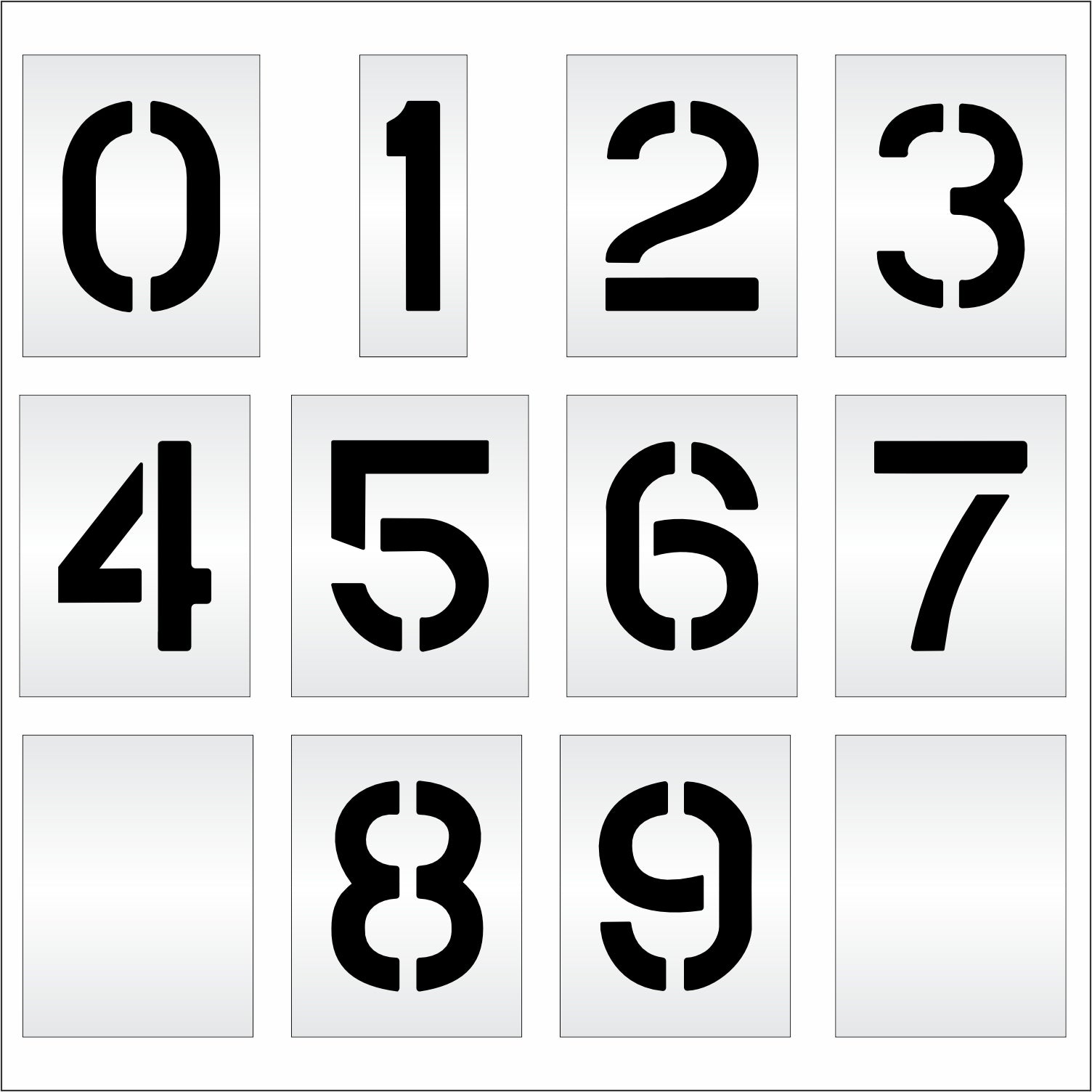 10" number kit with numbers 0-9 and 2 blanks