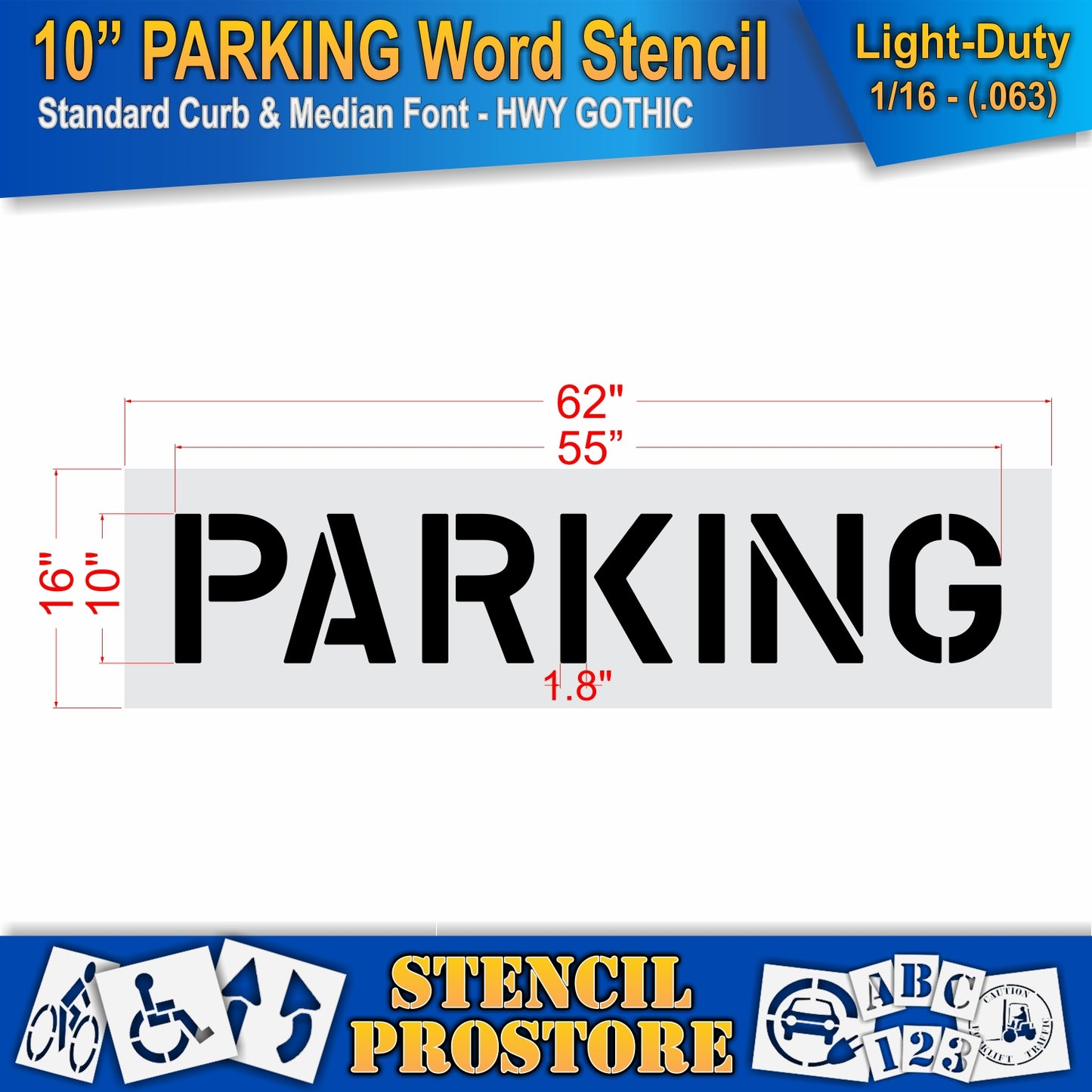 10 Inch PARKING Wording Stencil – for Parking Lot and Area Labeling Stencil
