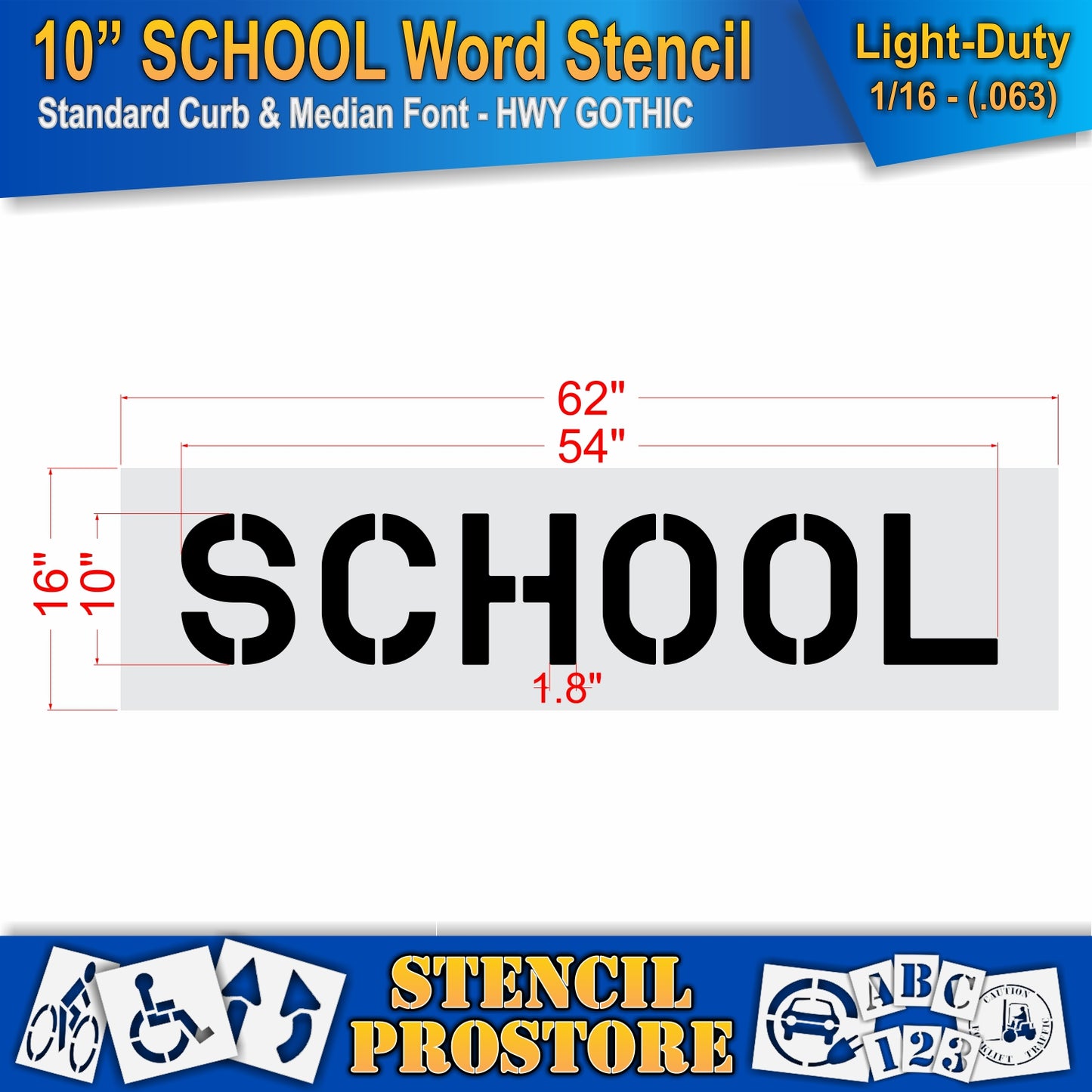 10 Inch SCHOOL Wording Stencil – for Parking Lot and Area Labeling Stencil