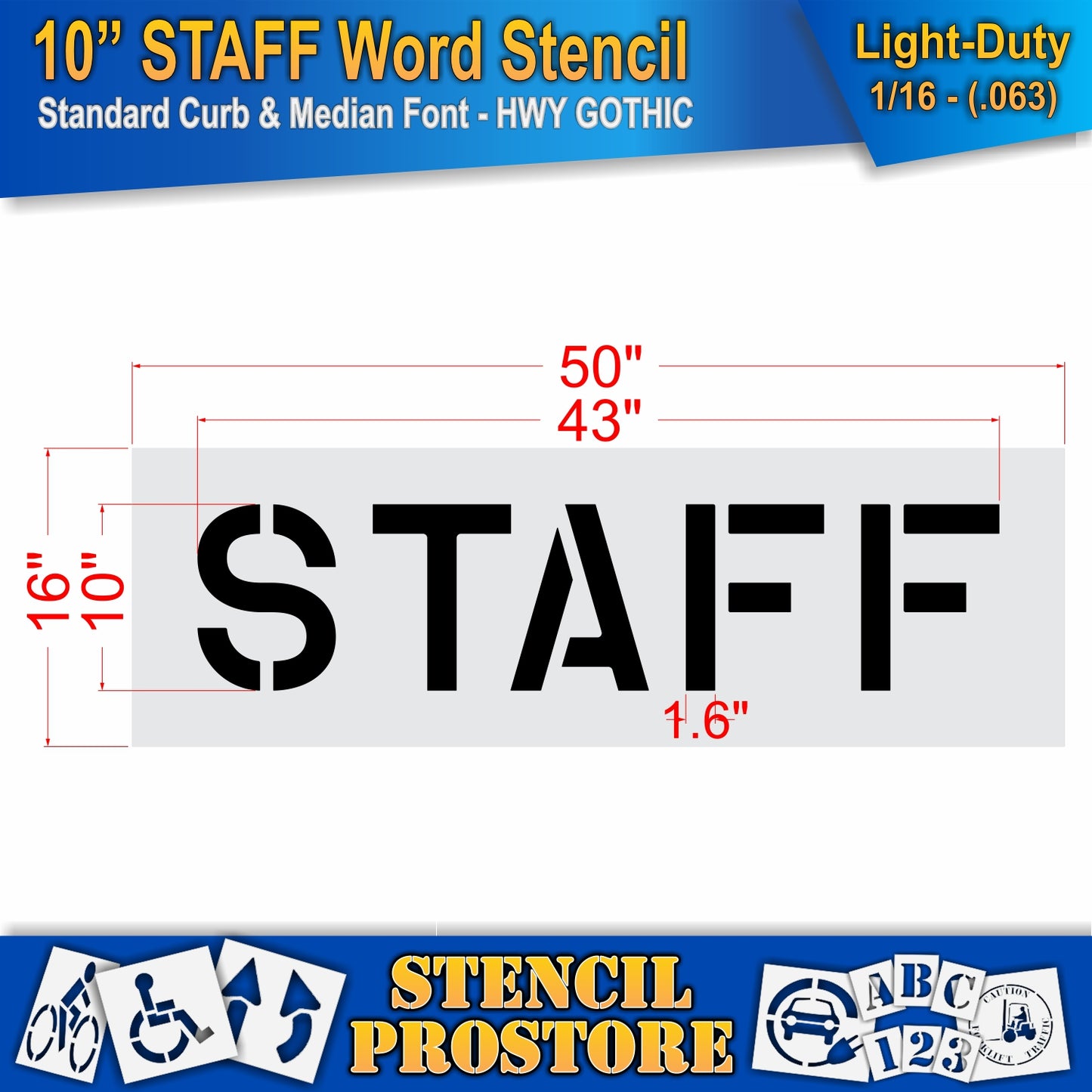 10 Inch STAFF Wording Stencil – for Parking Lot and Area Labeling Stencil