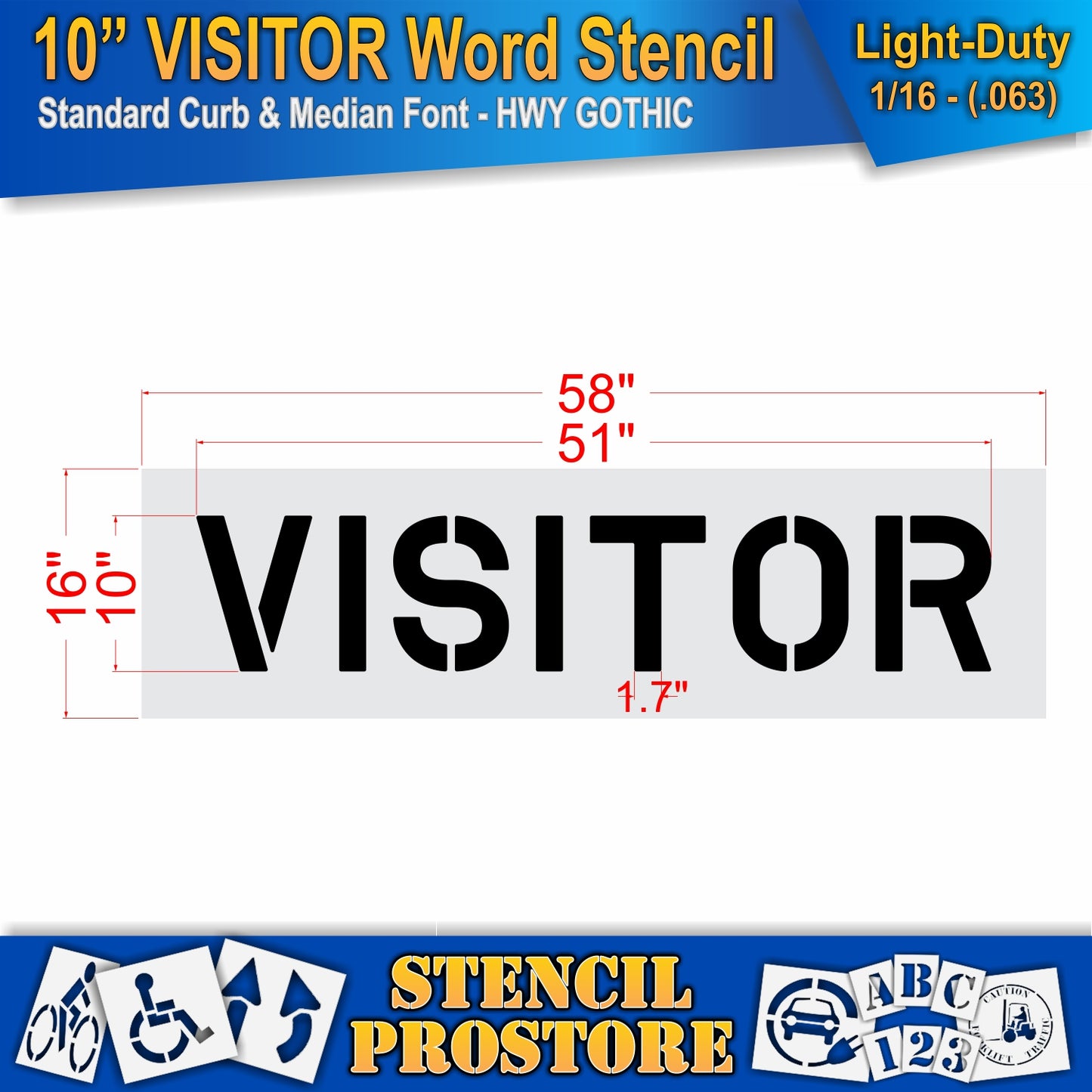 10 Inch VISITOR Wording Stencil – for Parking Lot and Area Labeling Stencil