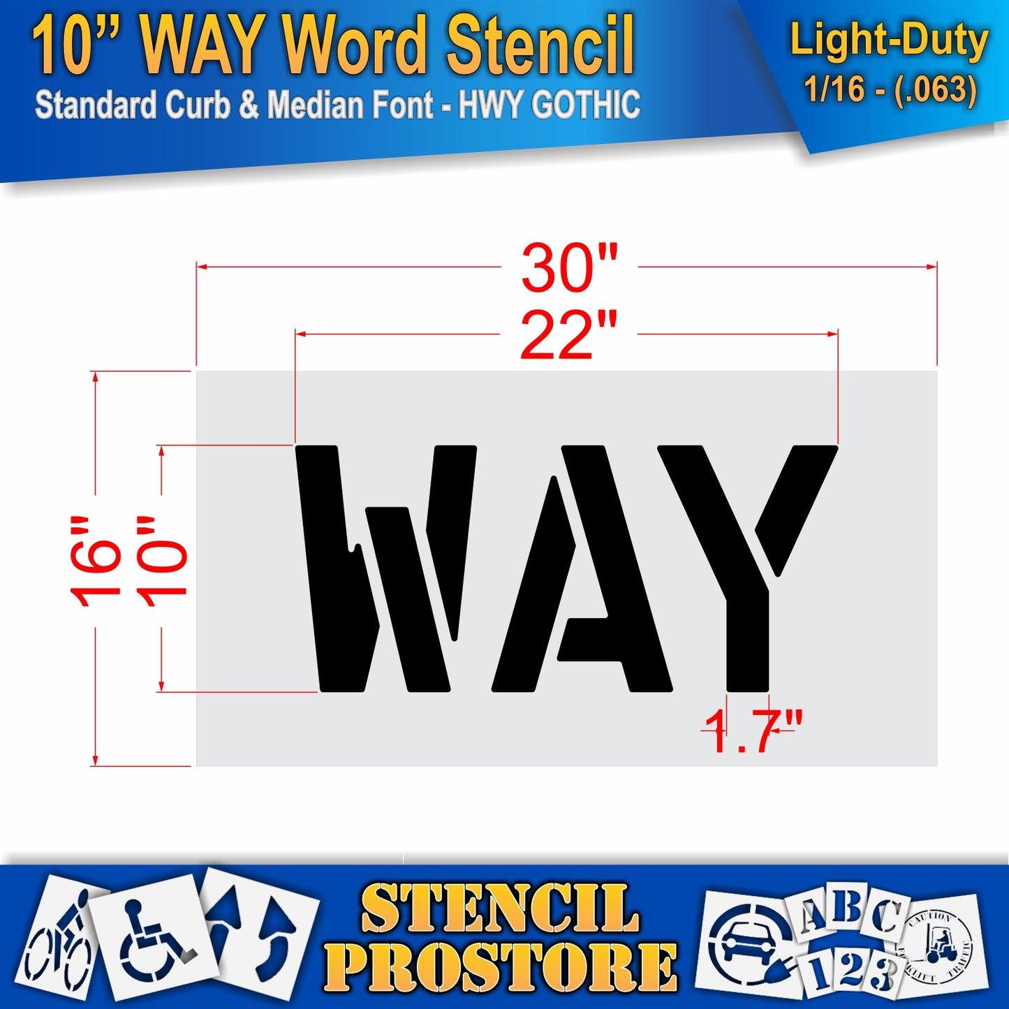 10 Inch WAY Wording Stencil – for Parking Lot and Area Labeling Stencil