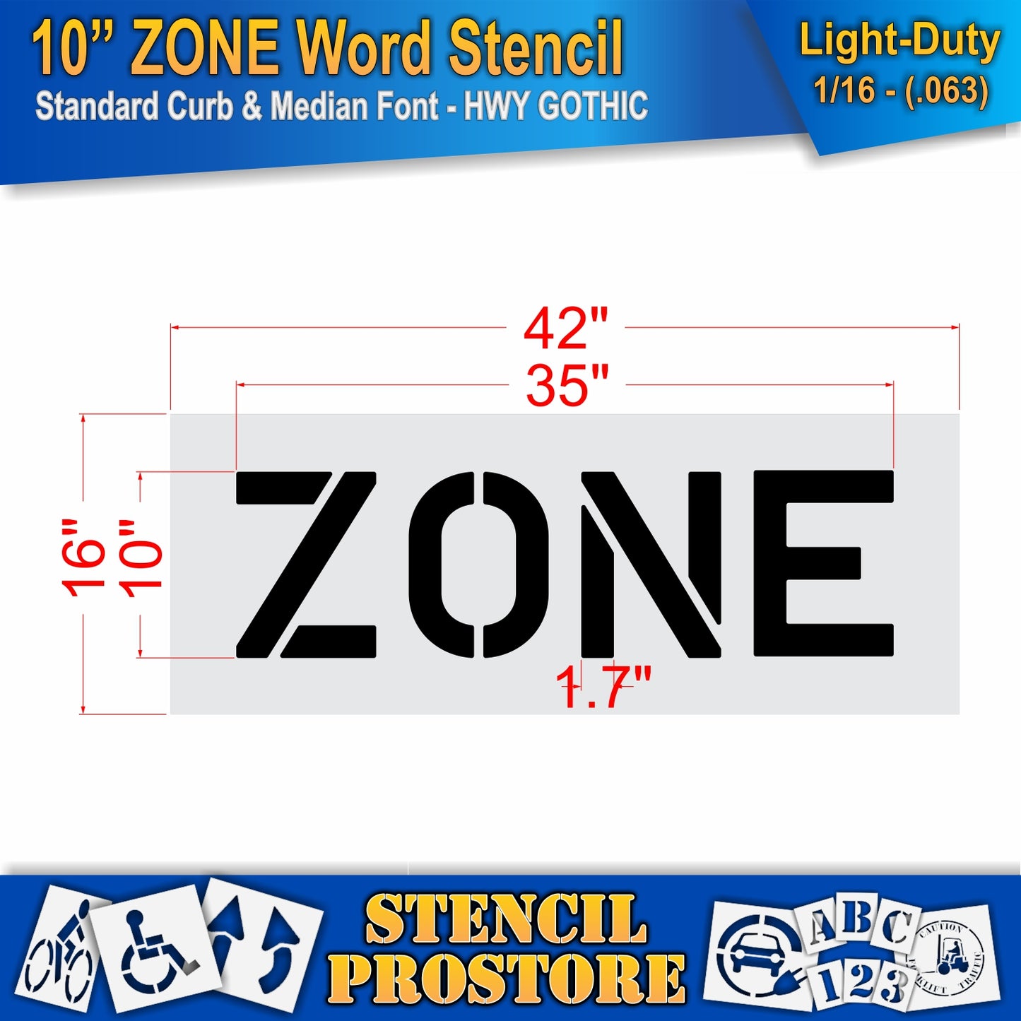 10 Inch ZONE Wording Stencil – for Parking Lot and Area Labeling Stencil