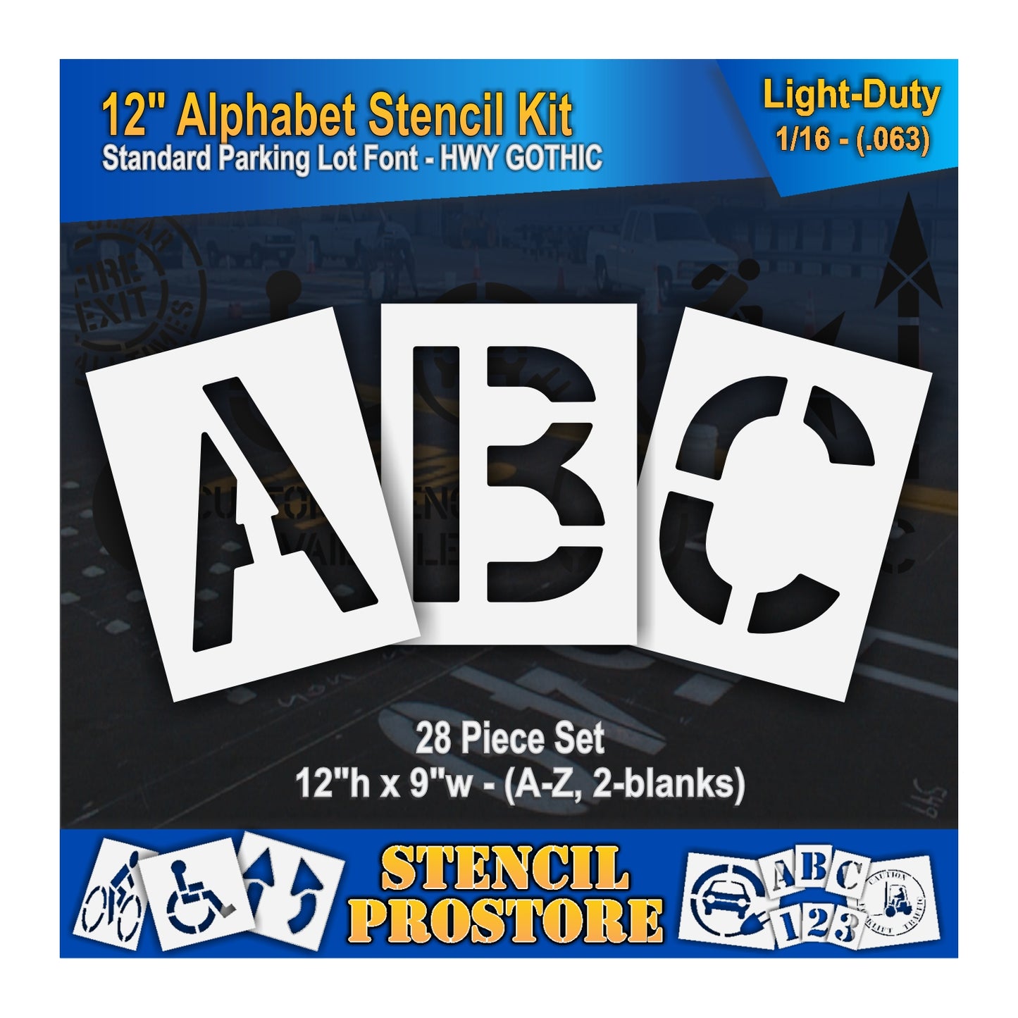 12" letters A, B, and C stencils. 0.063" material