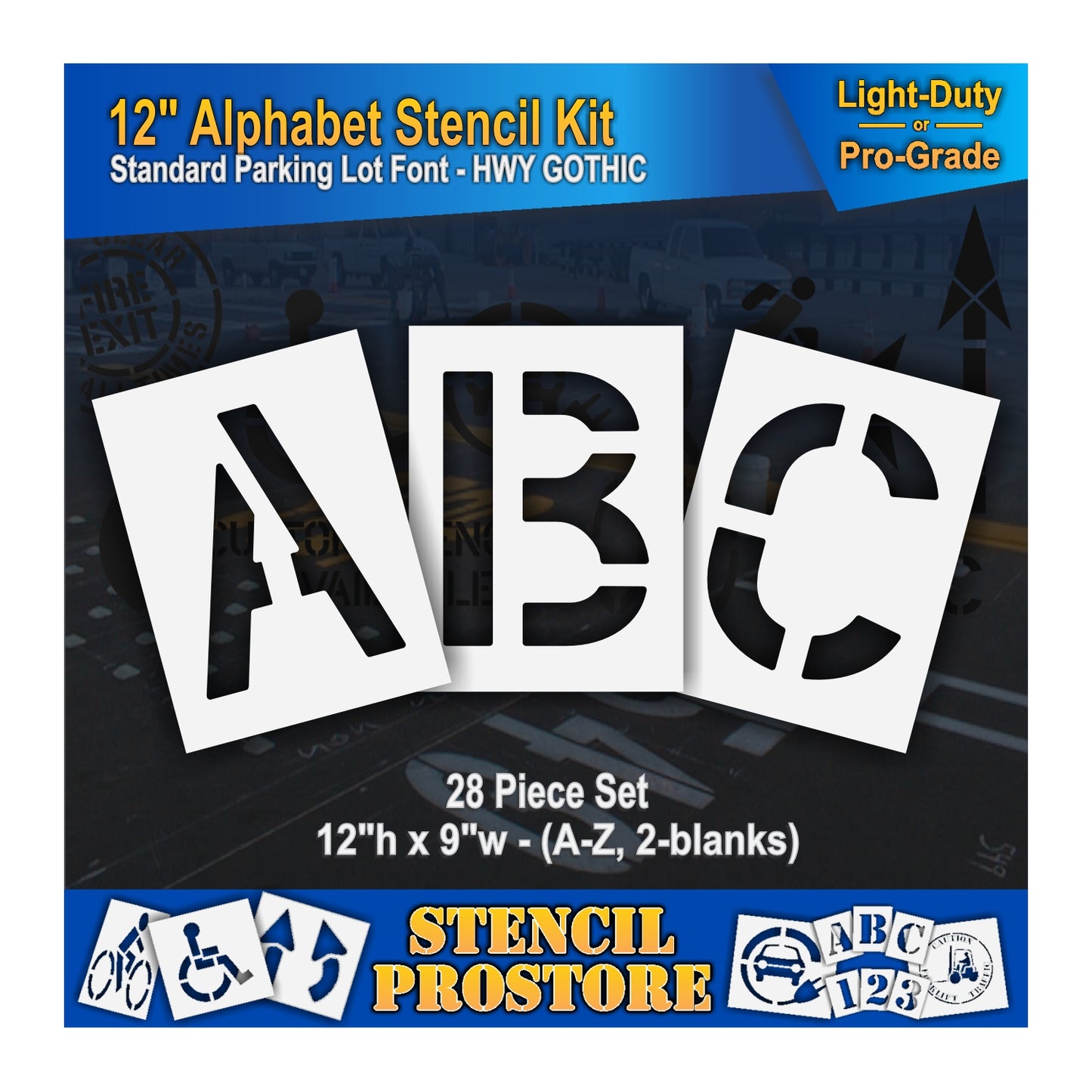12" letters A, B, and C stencils