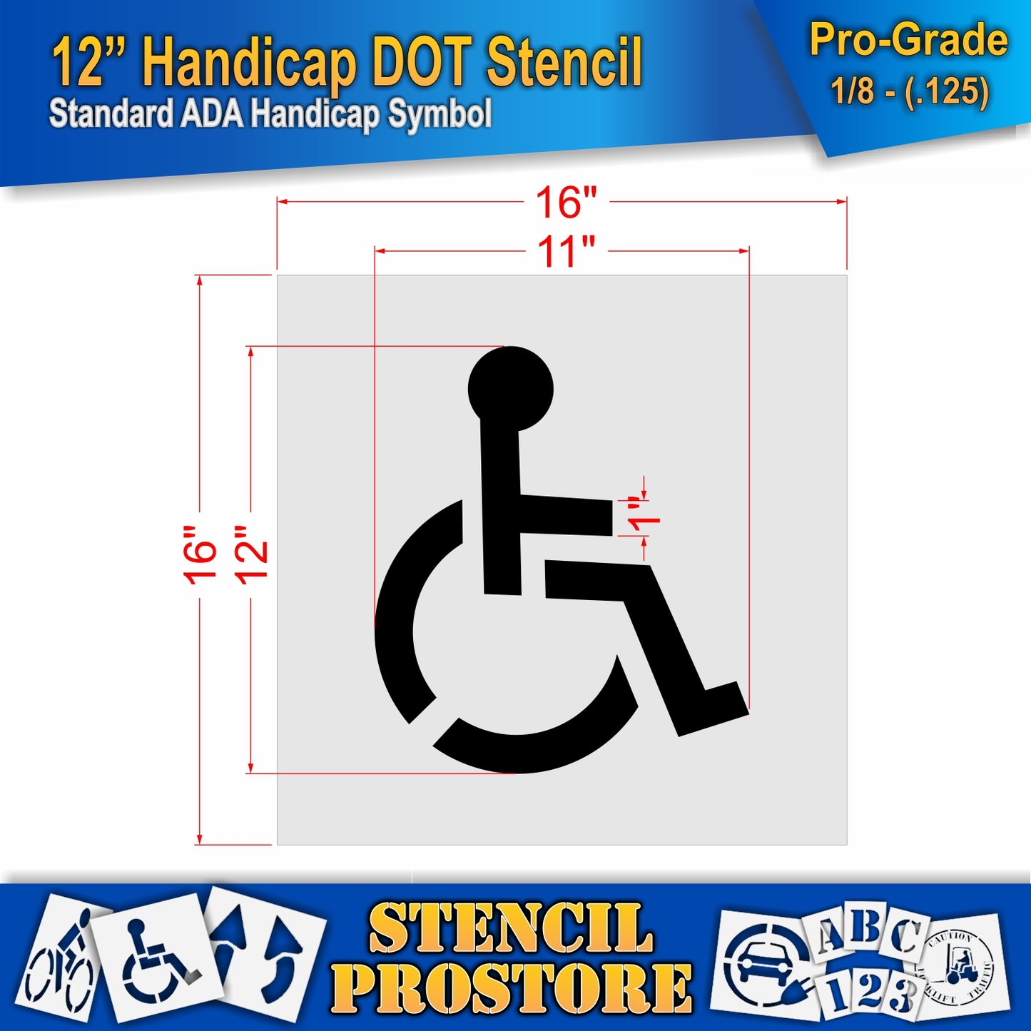 12 Inch Handicap Pavement Stencil – ADA-Compliant Stencil for Parking Lots
