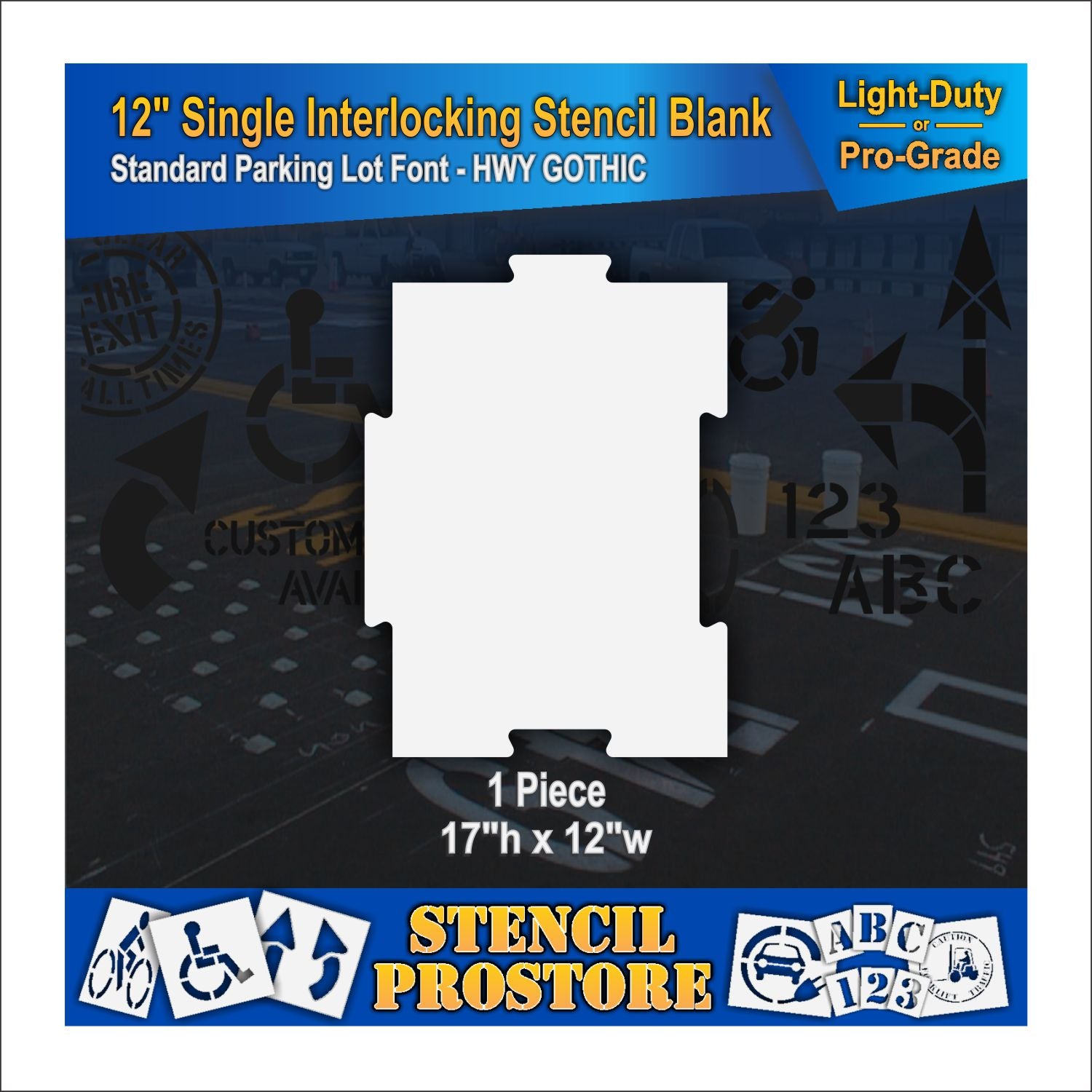 interlocking blank dimensions, 1 piece