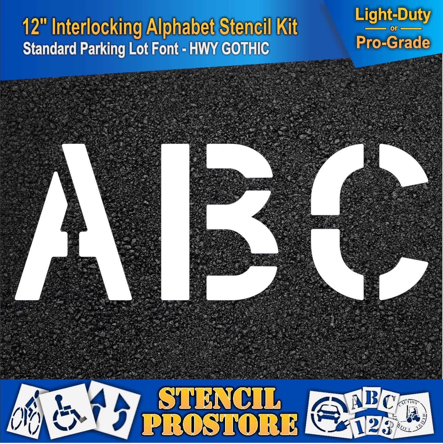 12" interlocking A, B, and C on asphalt