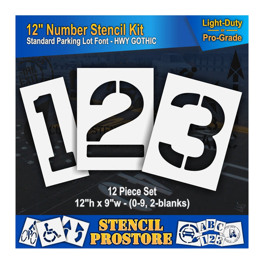 12" numbers 1, 2, and 3. 12 piece set, 12"x9". kit includes 0-9, and 2 blanks