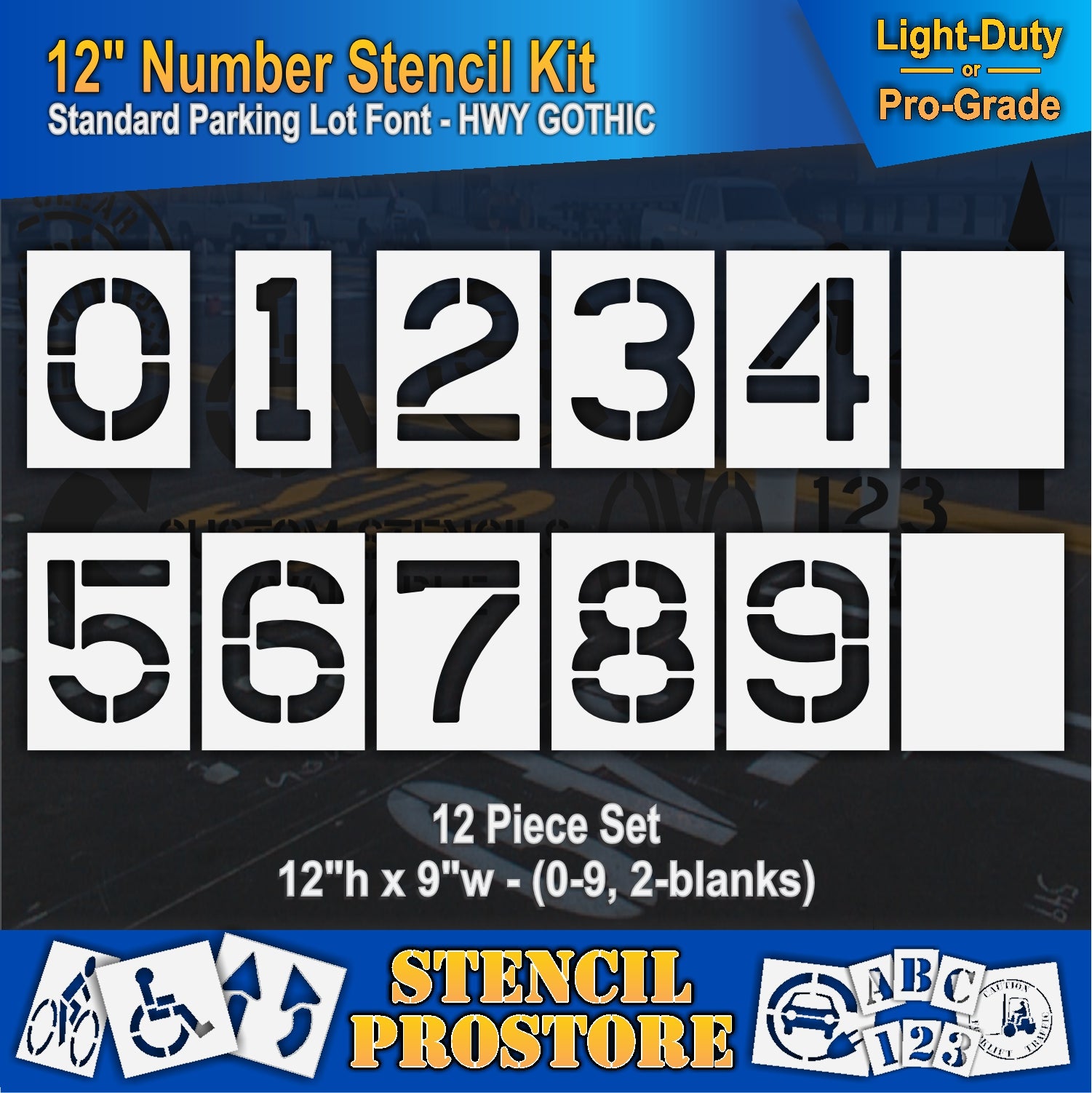 12" numbers full kit, 0-9 and 2 blanks