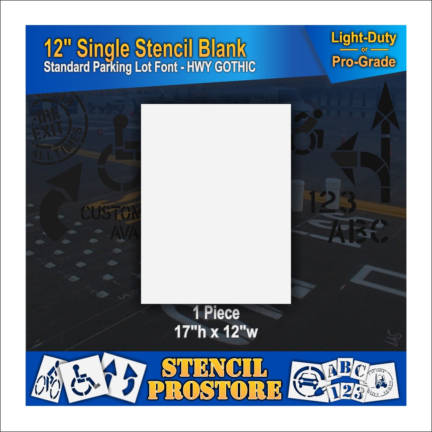 12" single blank stencil. 17" height and 12" width