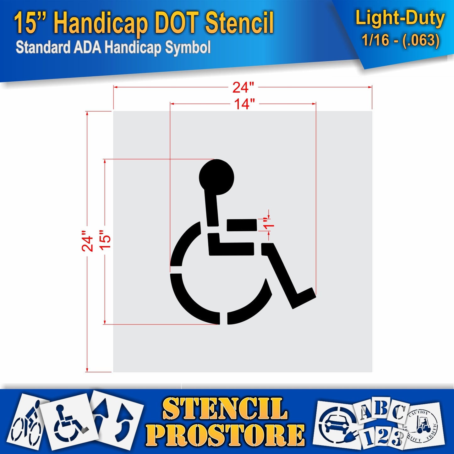 15 Inch Handicap Pavement Stencil – ADA-Compliant Stencil for Parking Lots