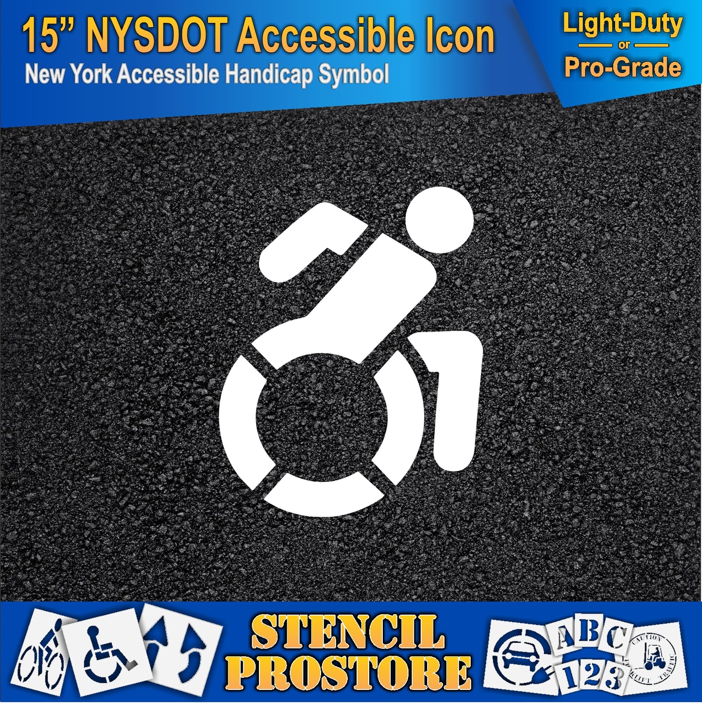 15 Inch NYSDOT Accessible Icon Pavement Stencil – ADA-Compliant Stencil for Parking Lots