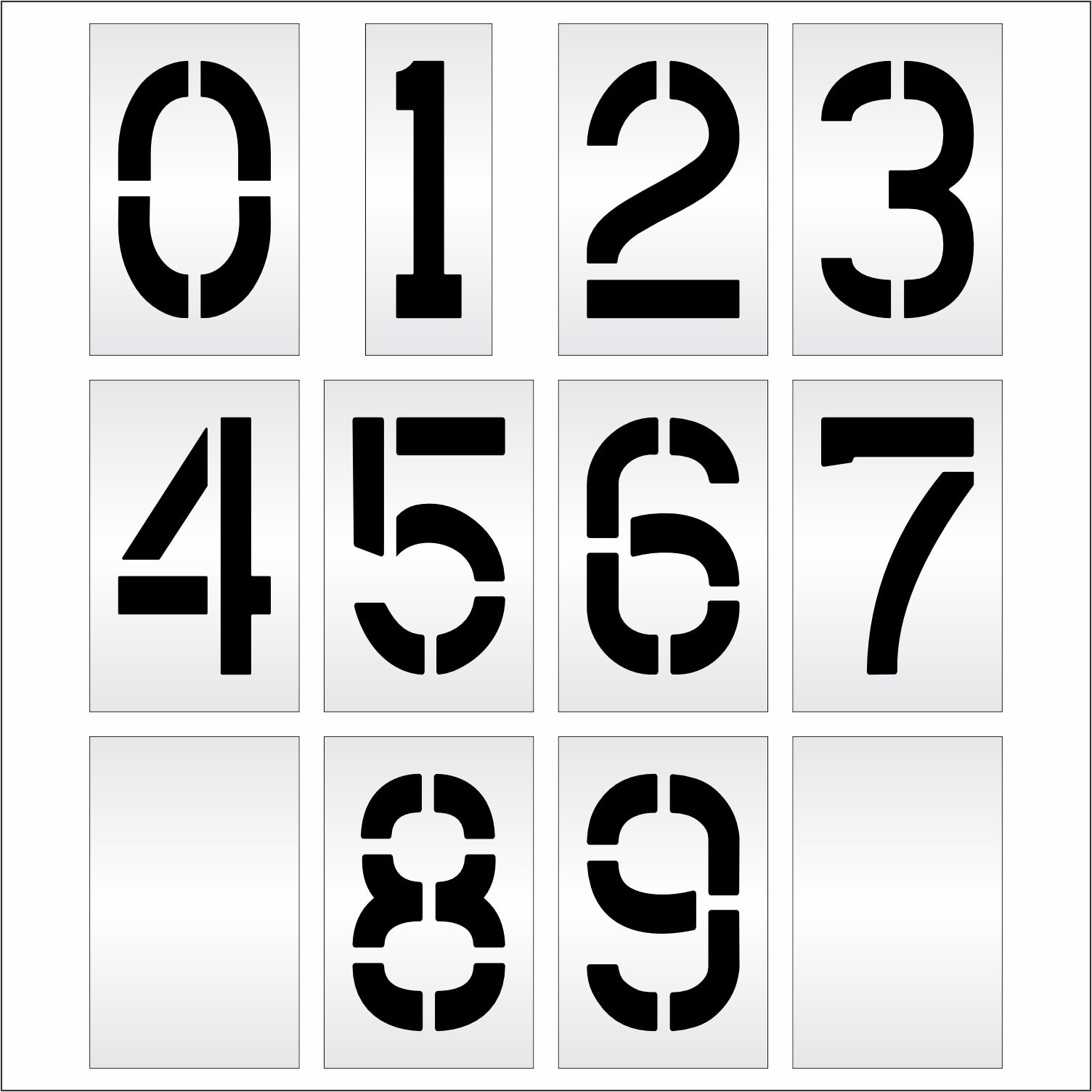 15" number set with numbers 0-9 and 2 blanks