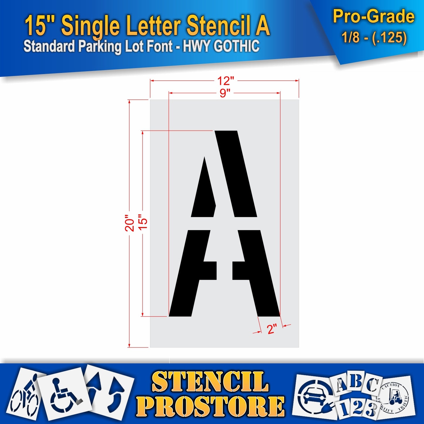 15" single letter A dimension image