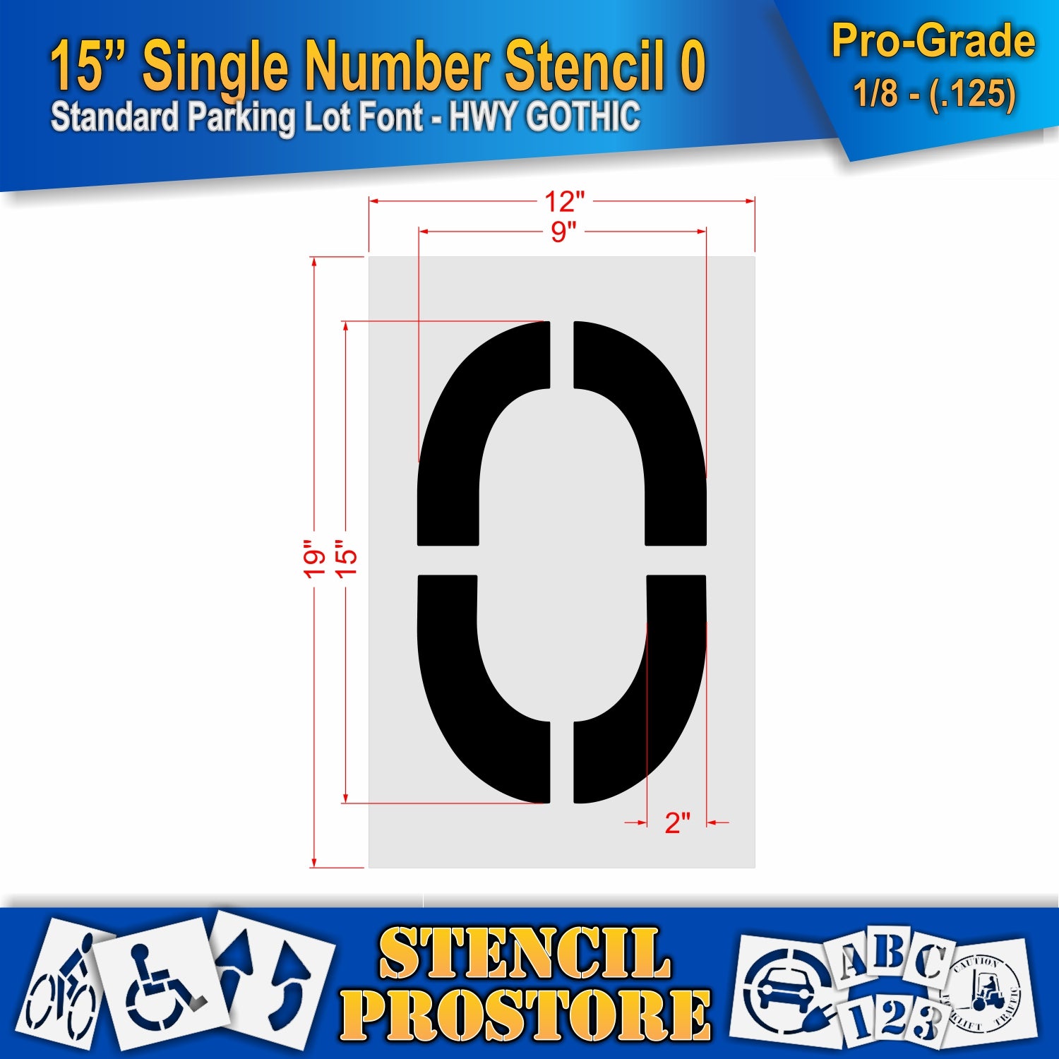 15" single number 0 dimension image