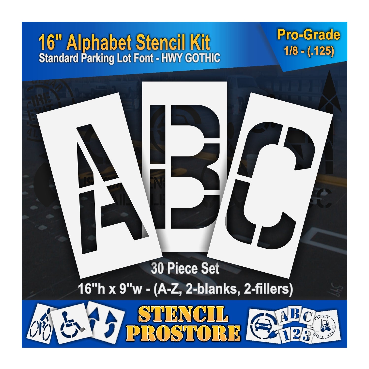 16" letters A, B, and C stencils. .125" material