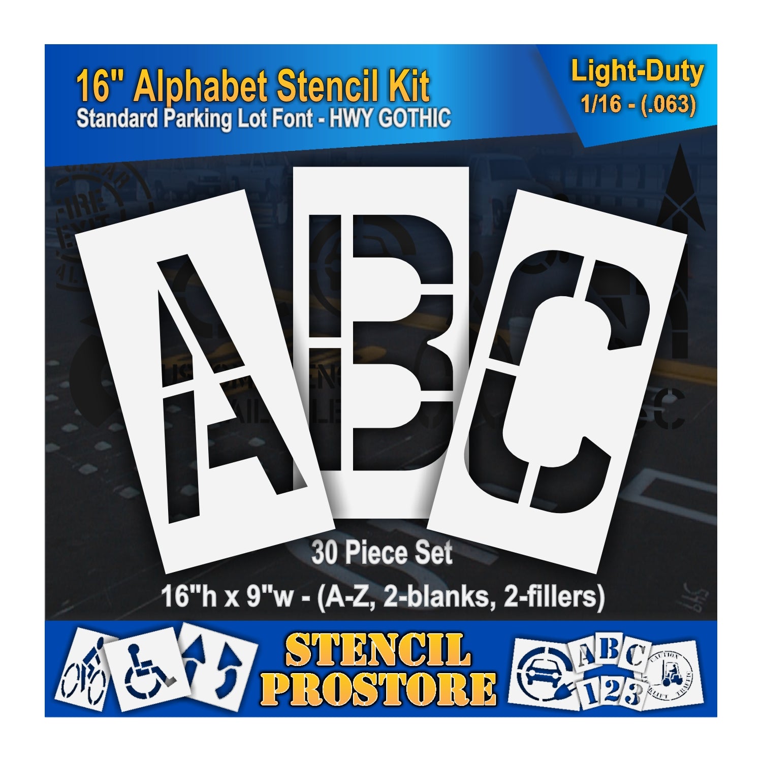 16" letters A, B, and C stencils. .063" material