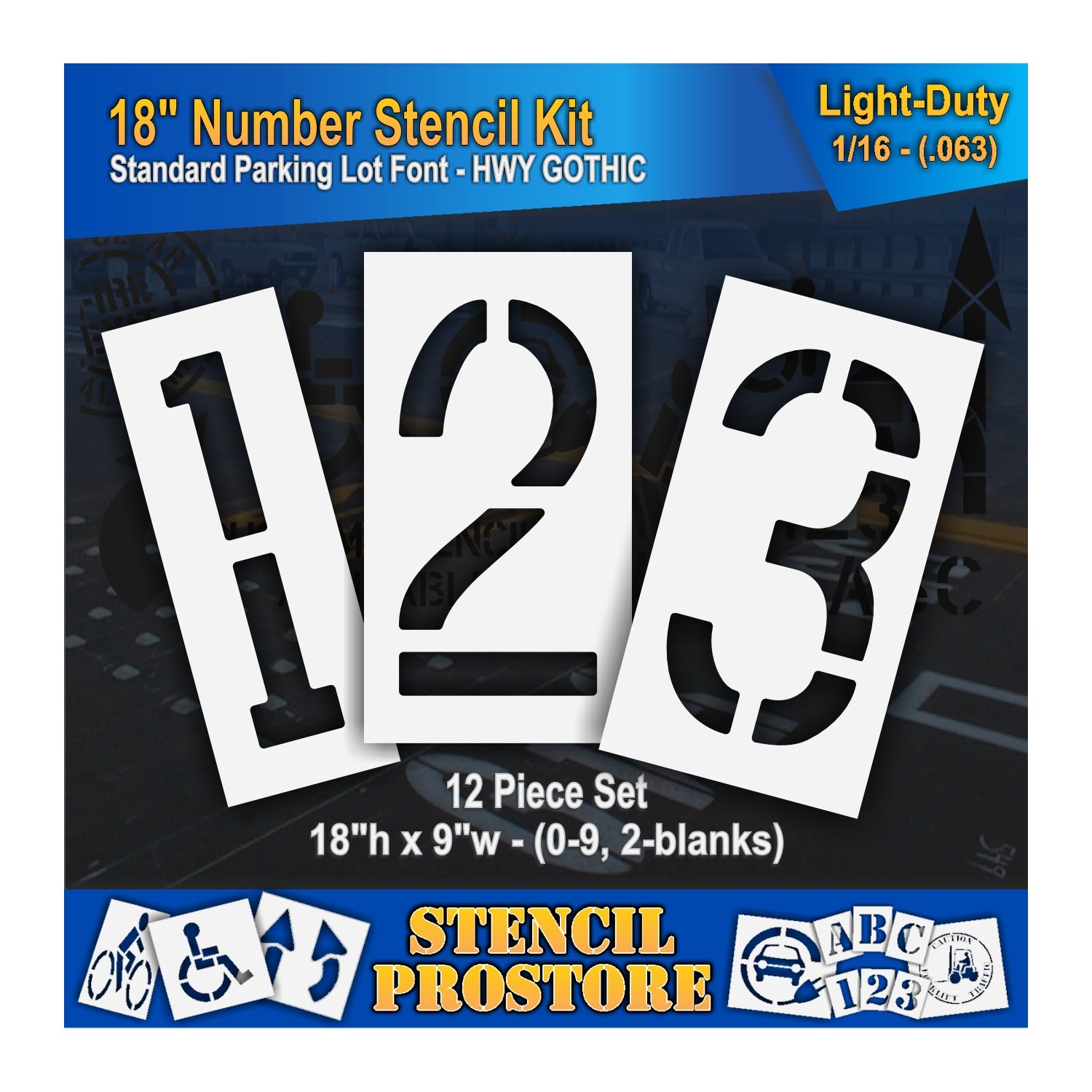 18" numbers 1, 2, and 3 stencil kit. 0.063" material