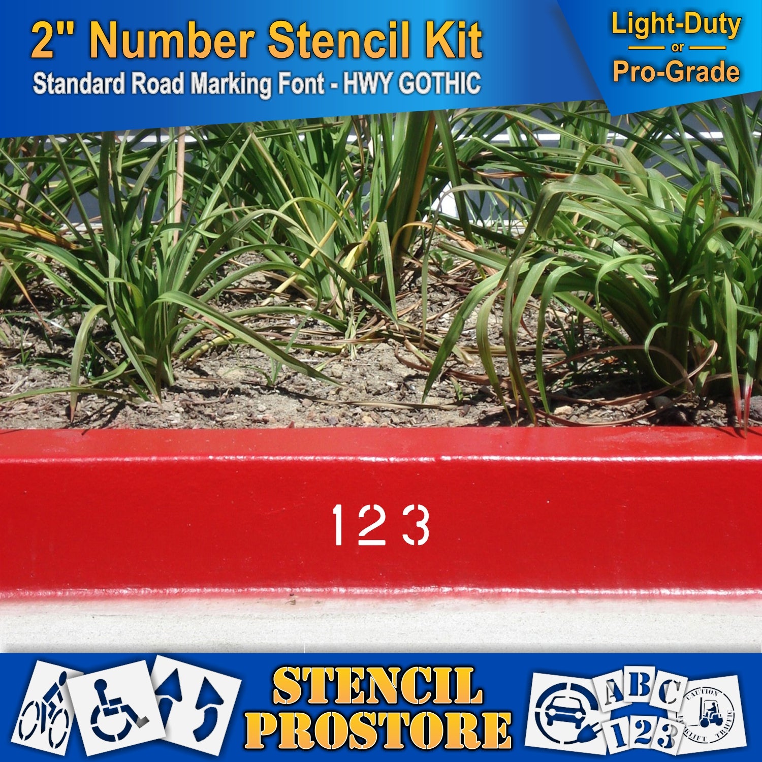picture of curbside with numbers 1, 2, and 3 using 2" number kit