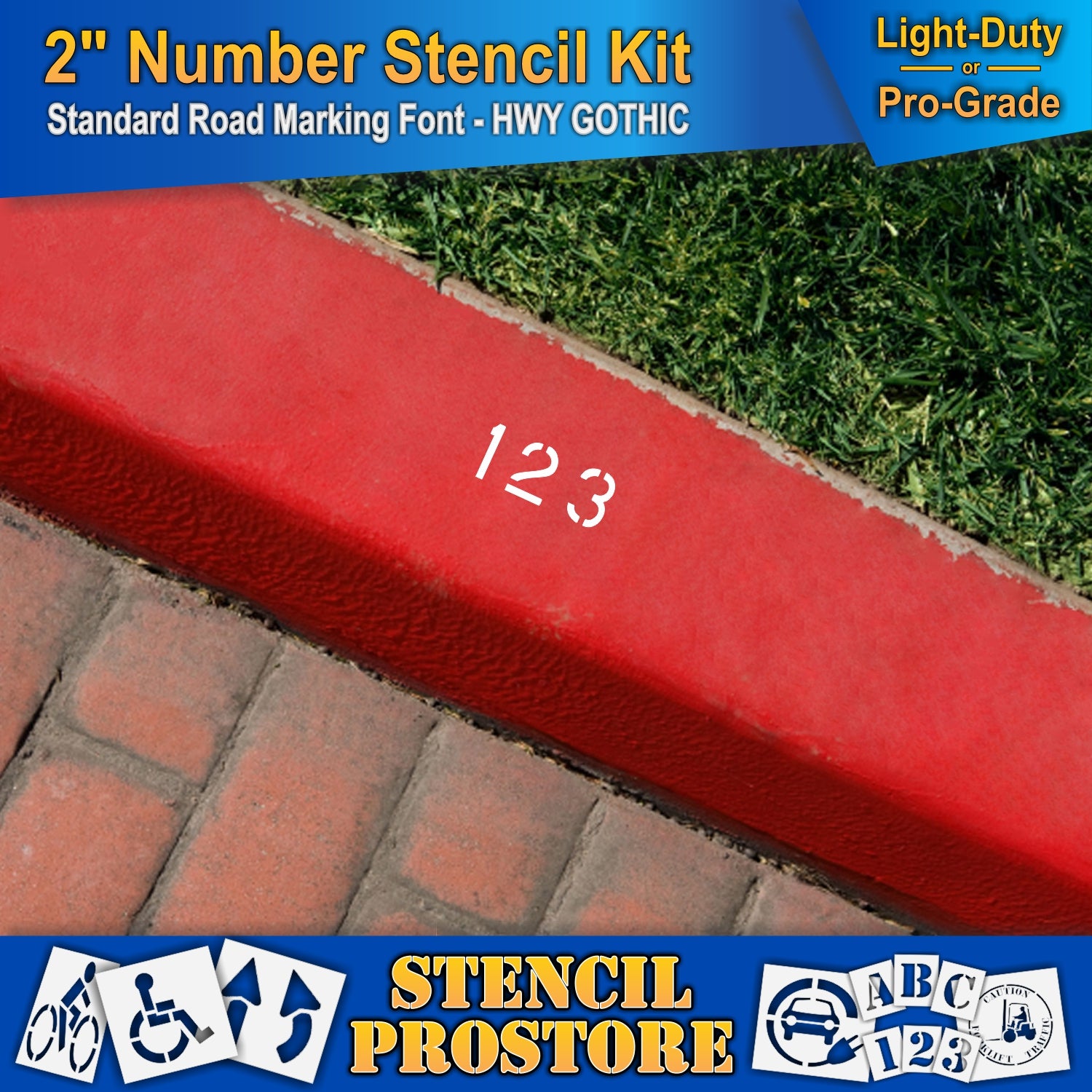 picture of curbside with 2" numbers 1, 2, and 3, using 2" number kit