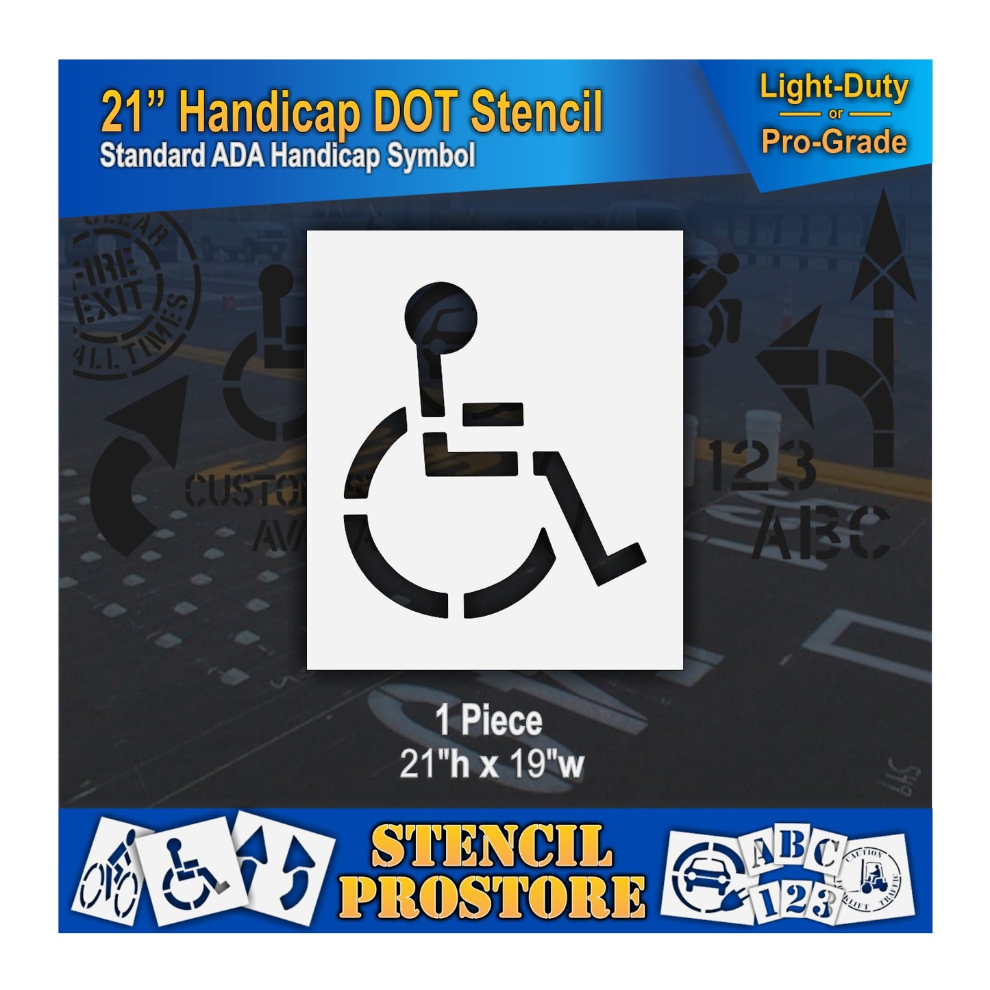 21 Inch Handicap Pavement Stencil – ADA-Compliant Stencil for Parking Lots