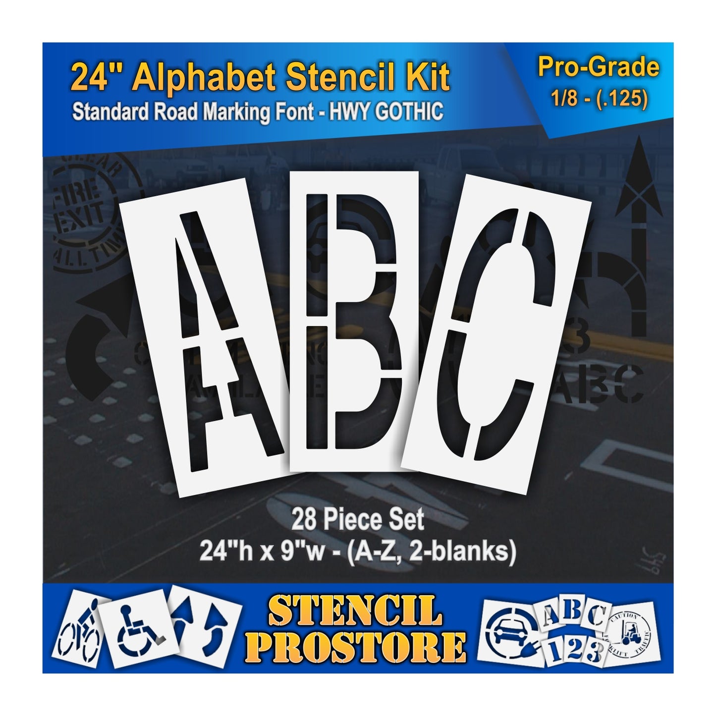 graphic image 24" letters A, B, and C, stencils. 0.125" material