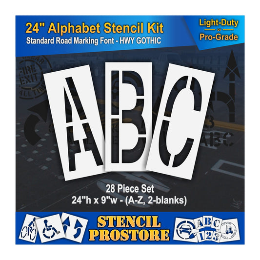 graphic image of 24" letters A, B, and C stencils