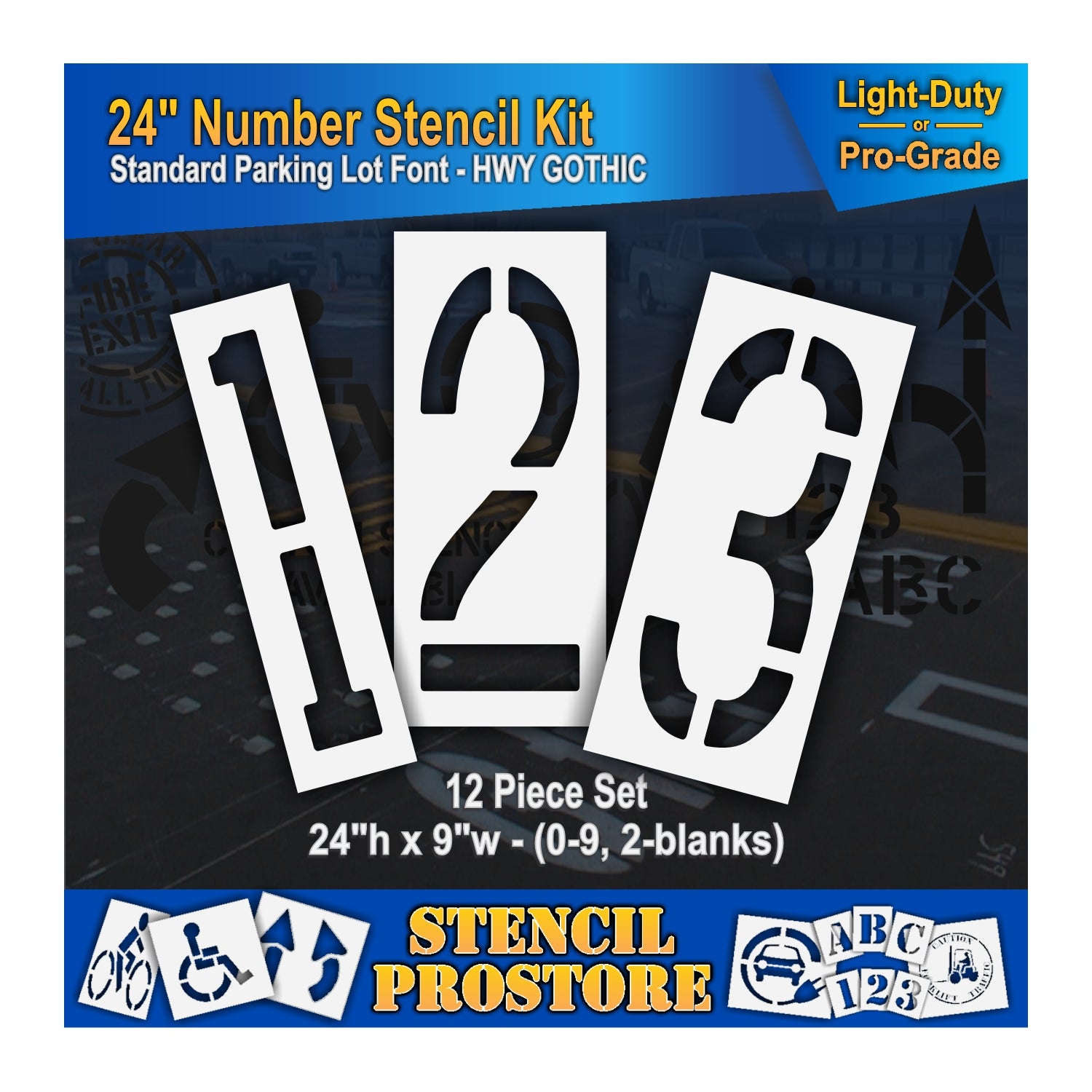 graphic image of 24" numbers 1, 2, and 3 stencils