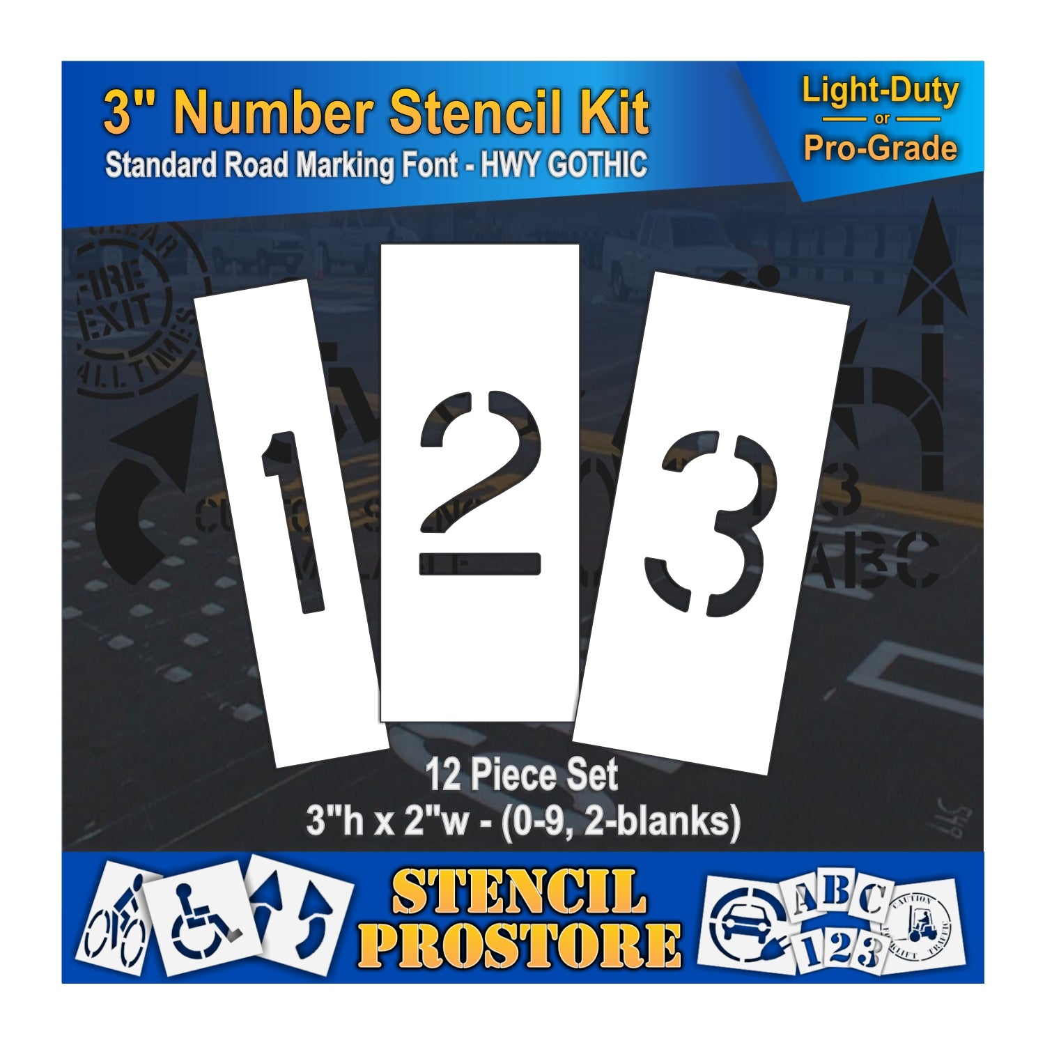 graphic image of 3" numbers 1, 2, and 3 stencils