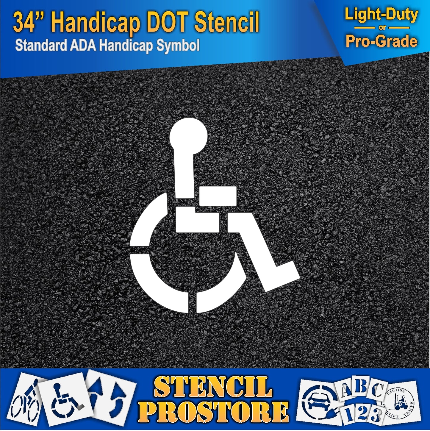 34 Inch Handicap Pavement Stencil – ADA-Compliant Stencil for Parking Lots