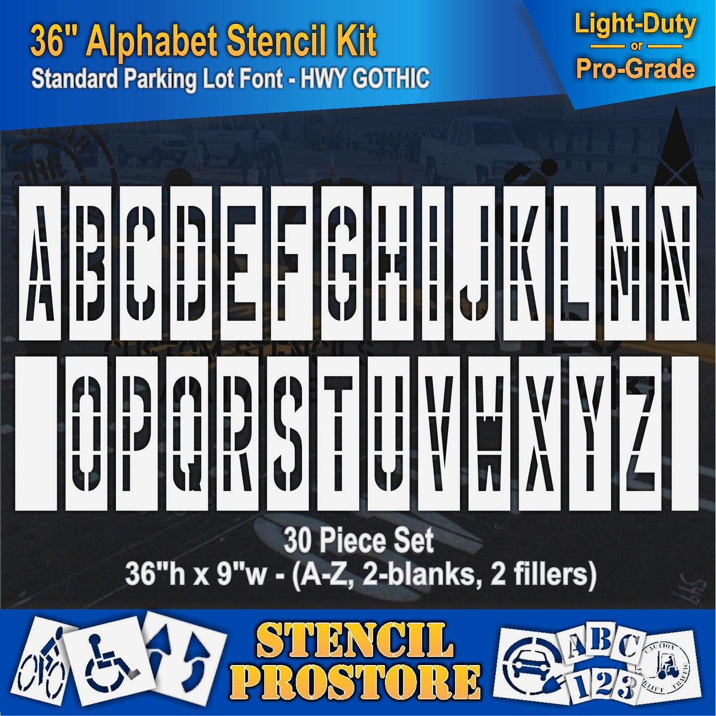 graphic image of 36" alphabet kit full set A-Z with 2 blanks and 2 fillers
