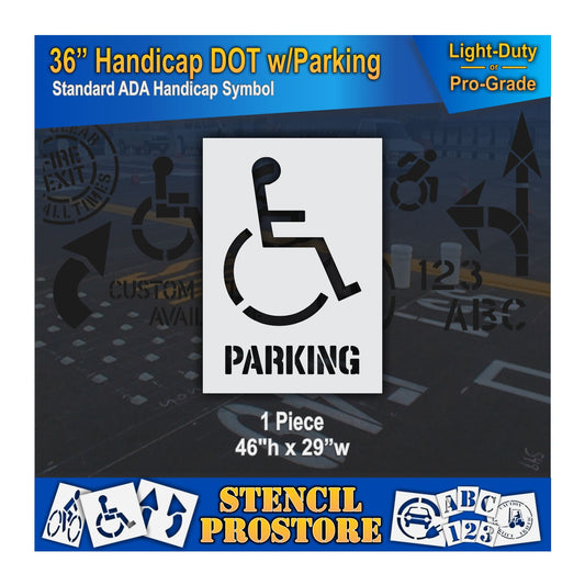 36 Inch Handicap with PARKING Pavement Stencil – ADA-Compliant Stencil for Parking Lots