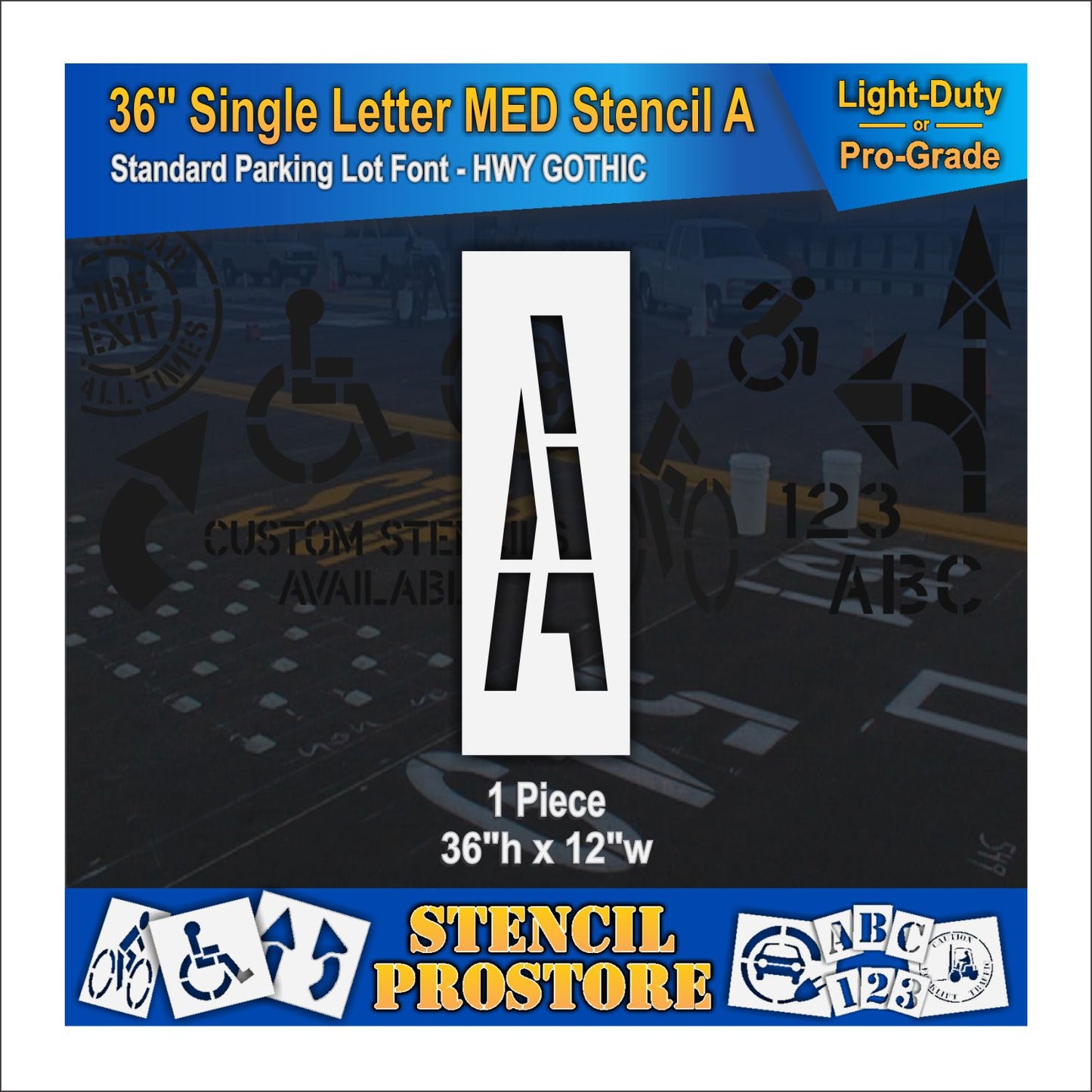 graphic image of 36" medium single letter A stencil
