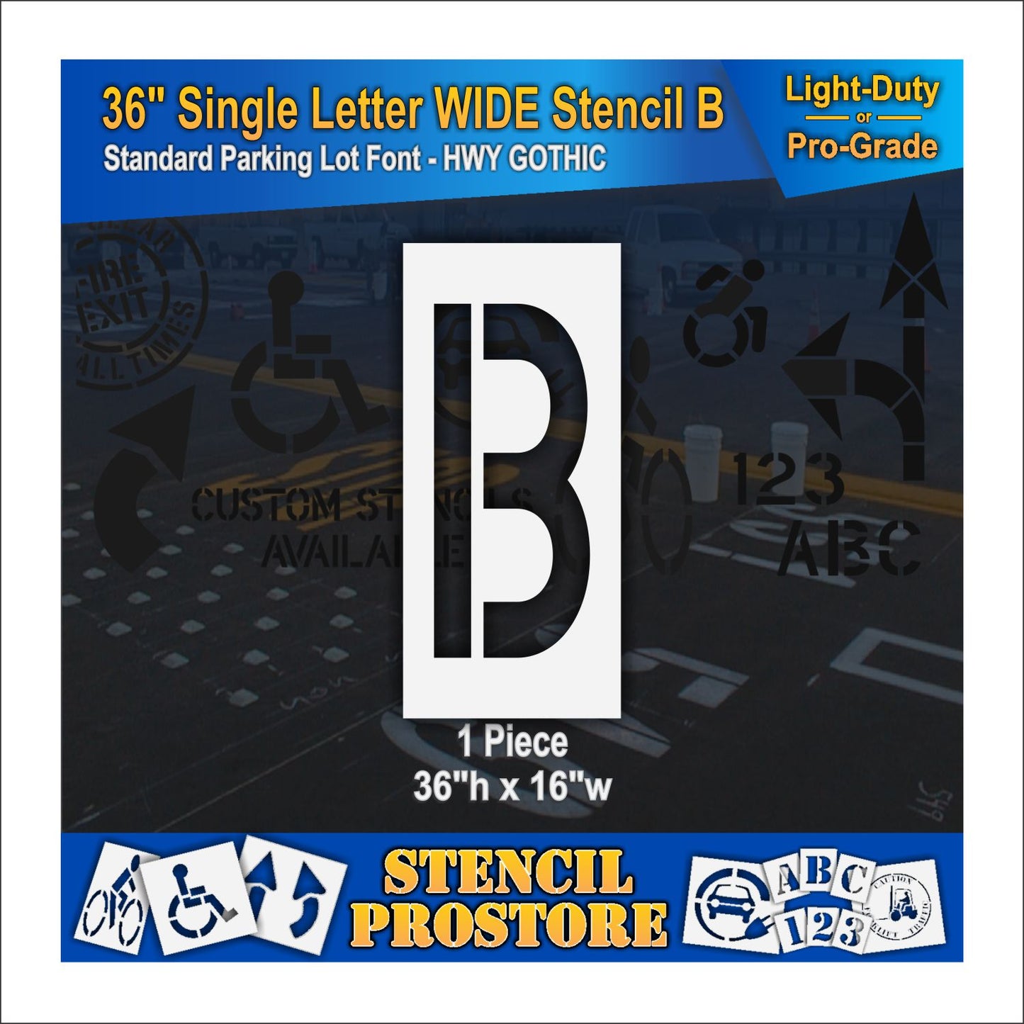 graphic image of 36" single letter B stencil