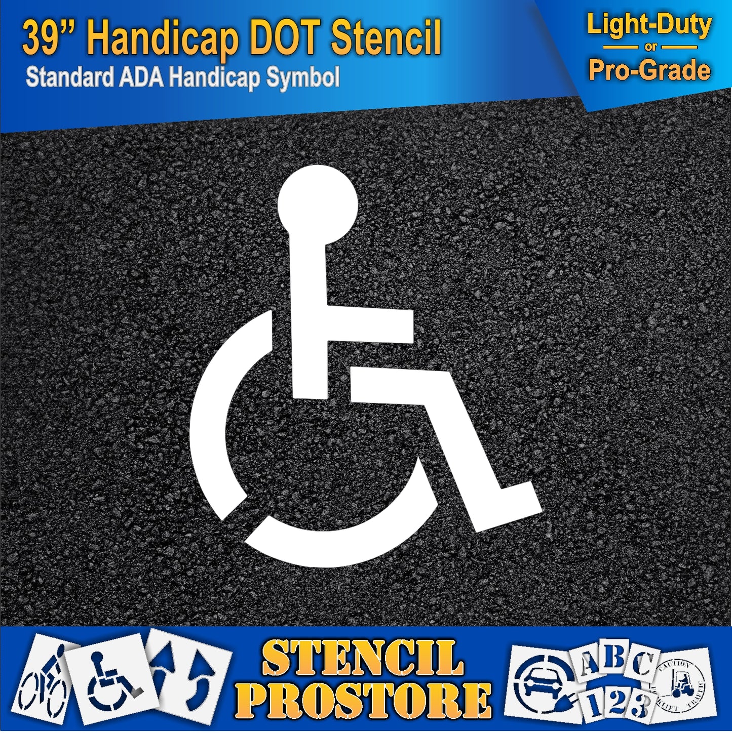 39 Inch Handicap Pavement Stencil – ADA-Compliant Stencil for Parking Lots