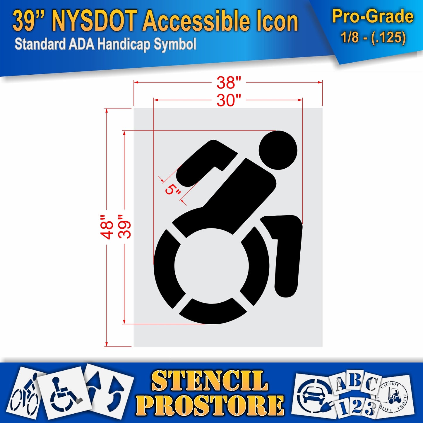 39 Inch NYSDOT Accessible Icon Pavement Stencil – ADA-Compliant Stencil for Parking Lots