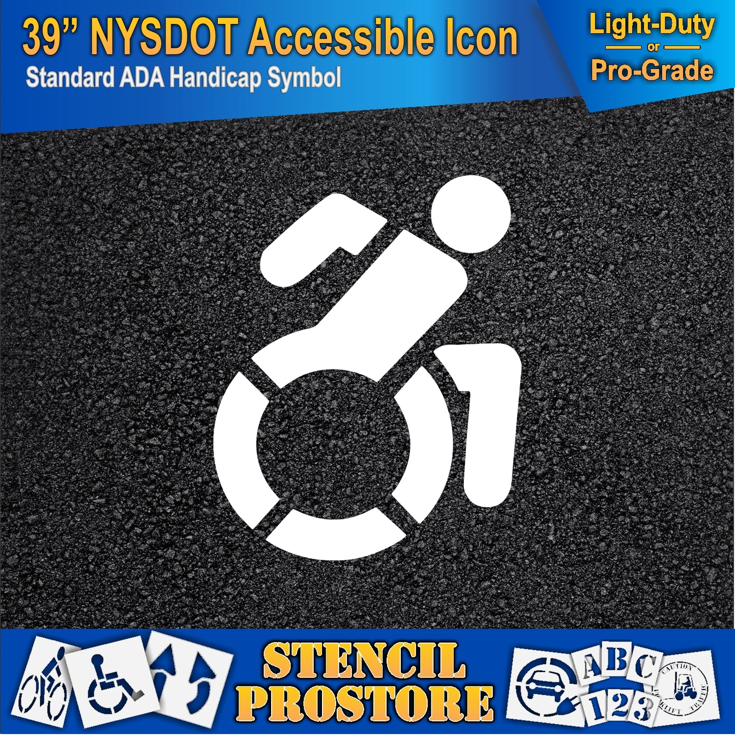 39 Inch NYSDOT Accessible Icon Pavement Stencil – ADA-Compliant Stencil for Parking Lots