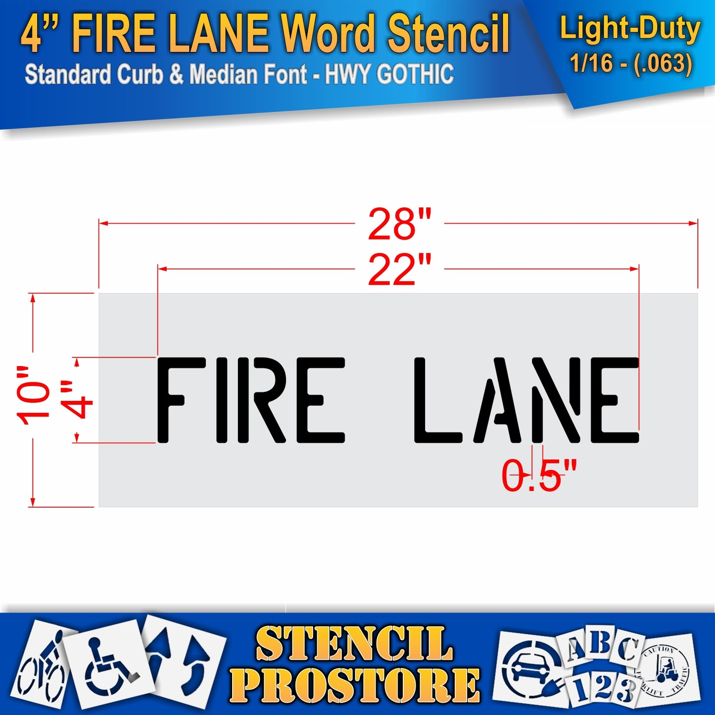 4 Inch FIRE LANE Wording Stencil – for Parking Lot and Area Labeling Stencil