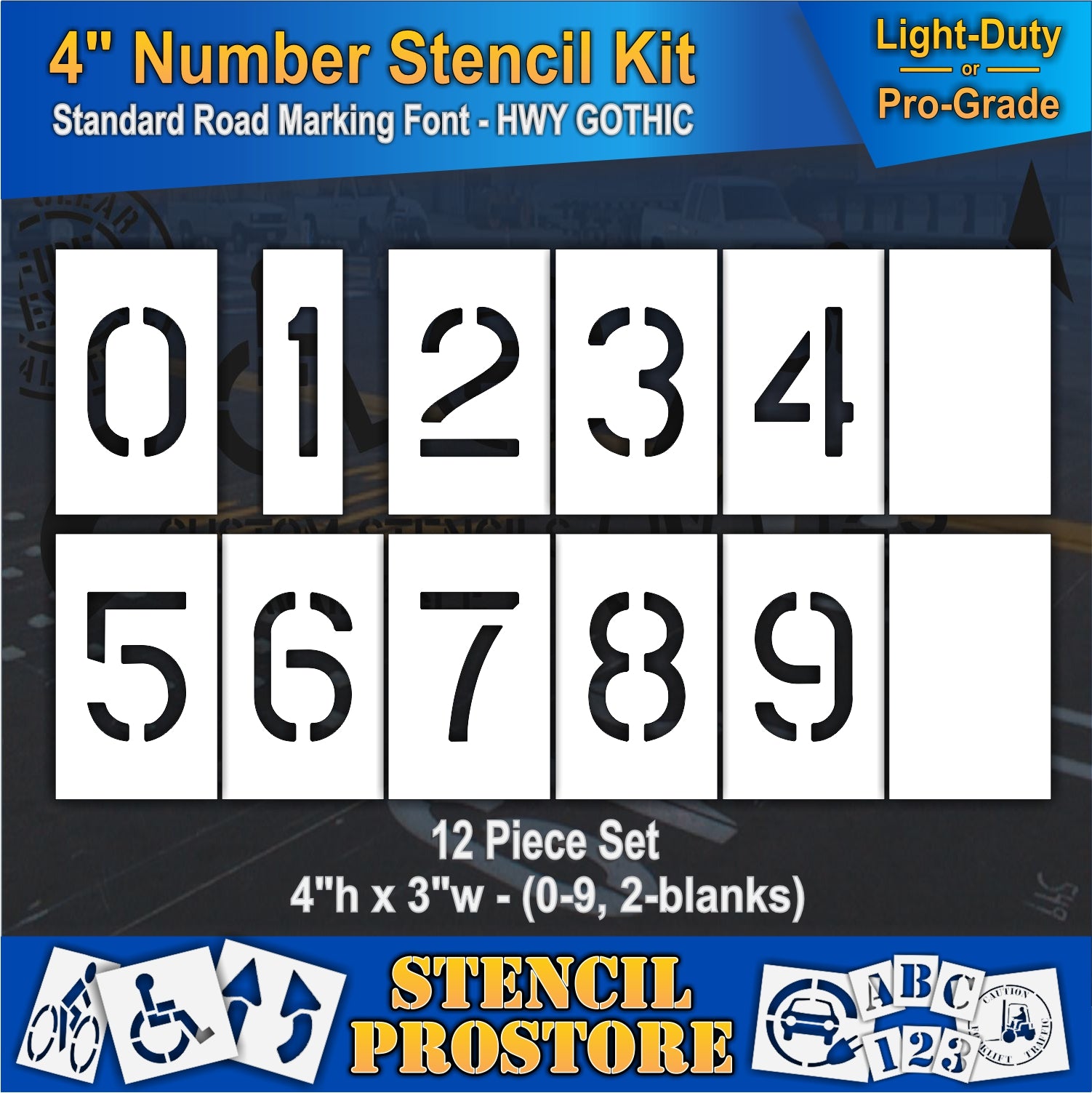 graphic image of 4" number stencil kit full set 0-9 with 2 blanks