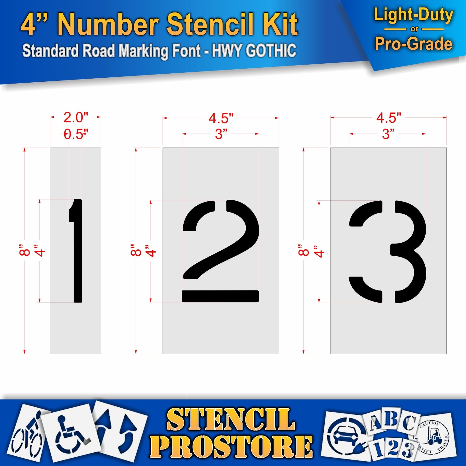 graphic image of 4" number 123 stencils